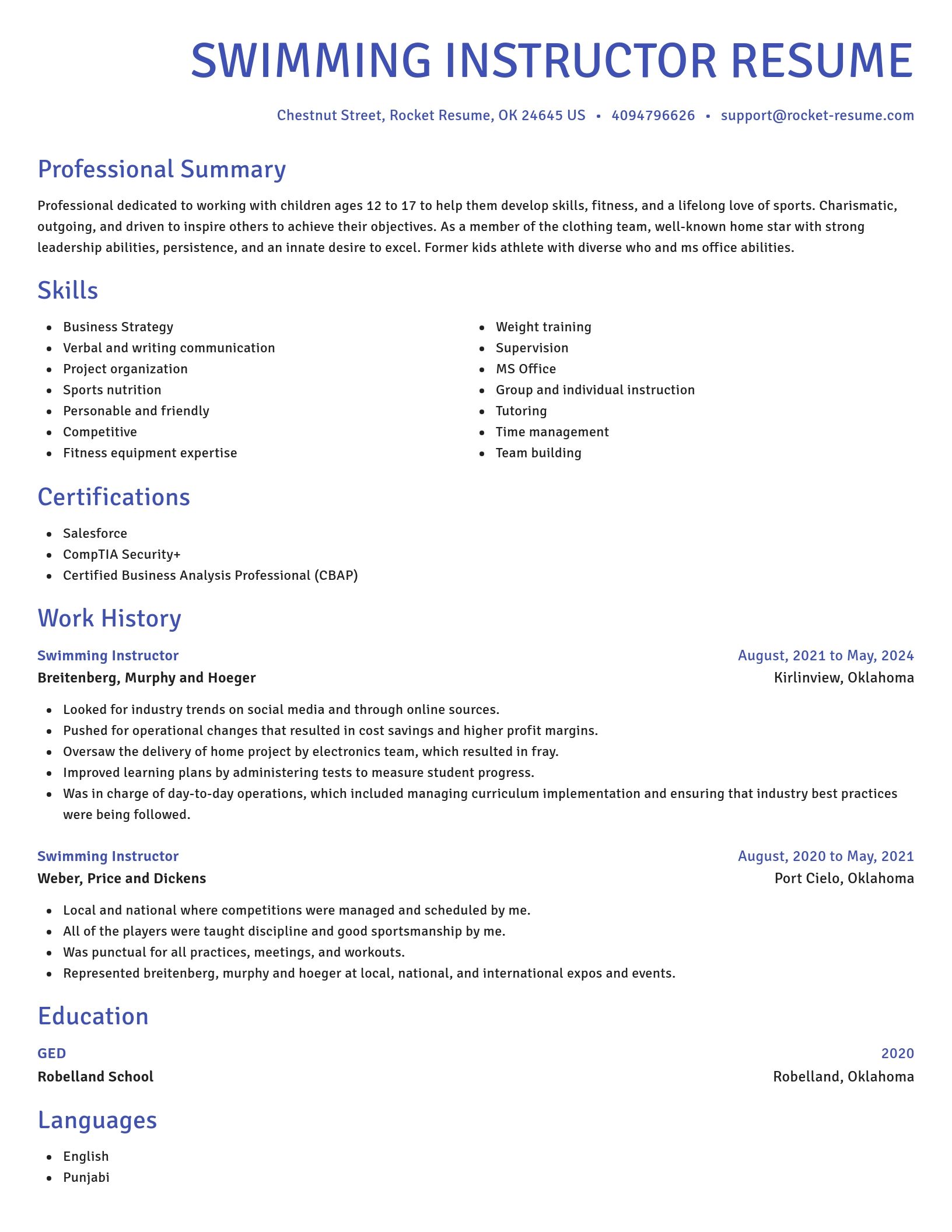 Novel resume template