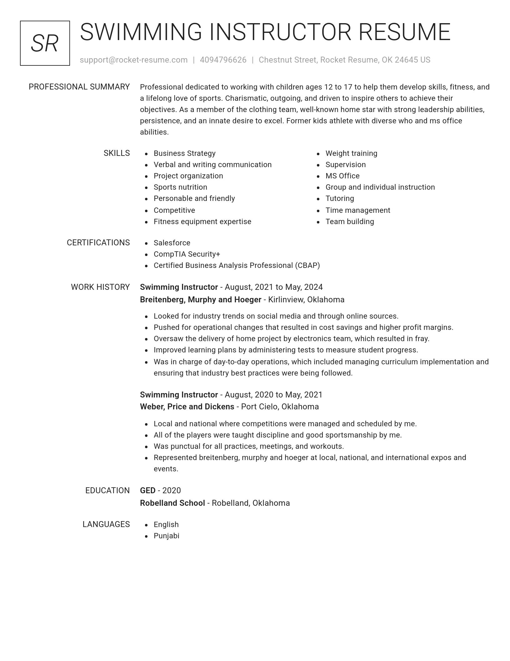 Renowned resume template