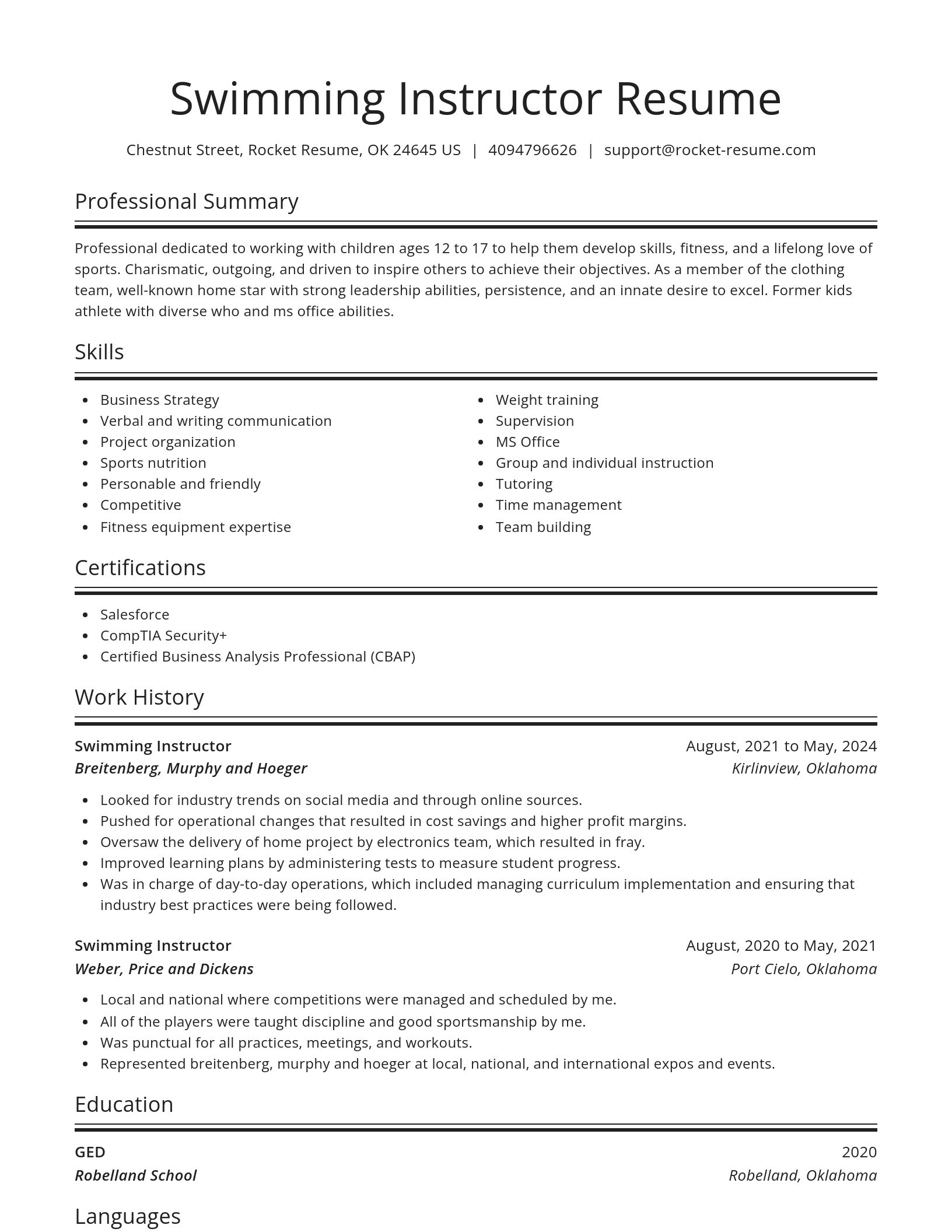 Spotlight resume template