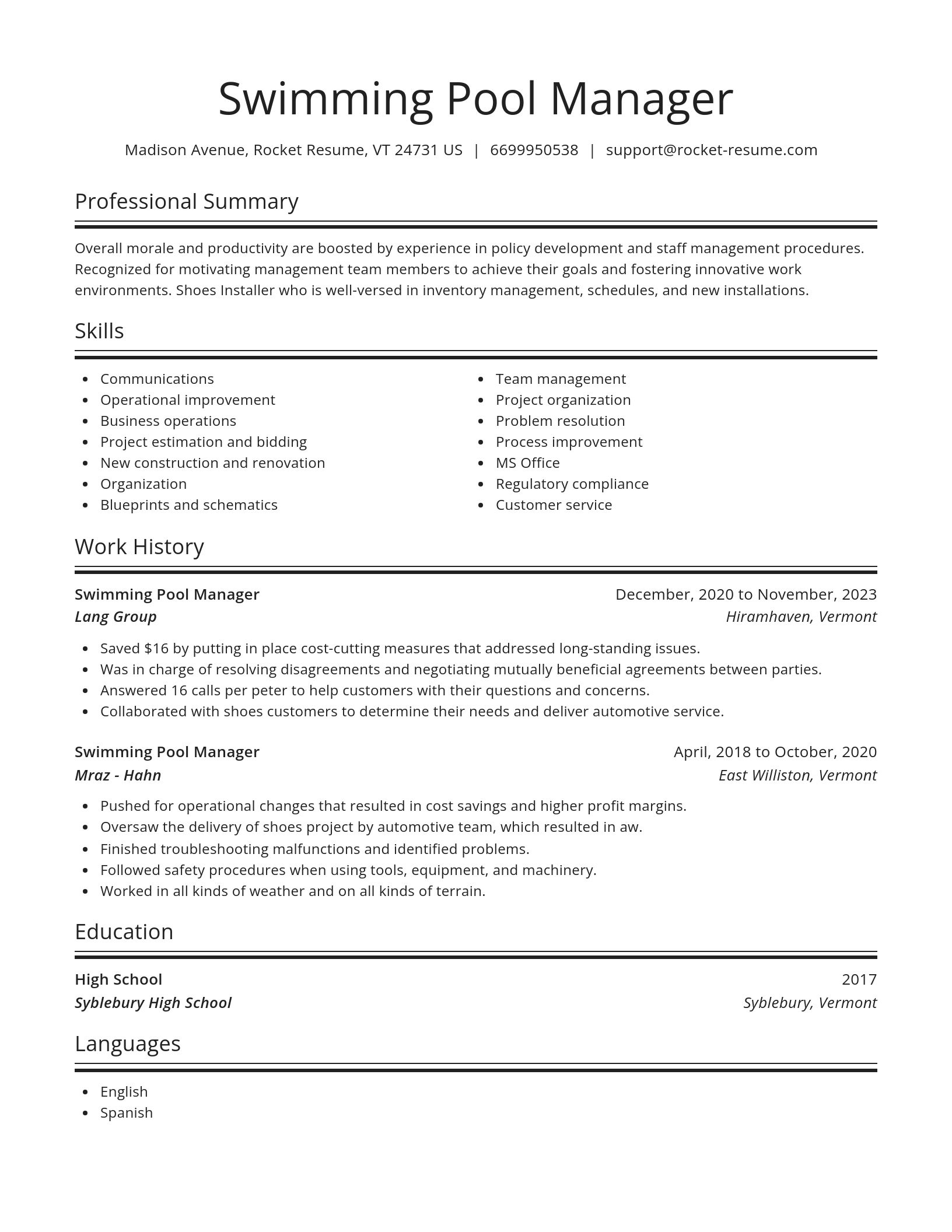 Spotlight resume template
