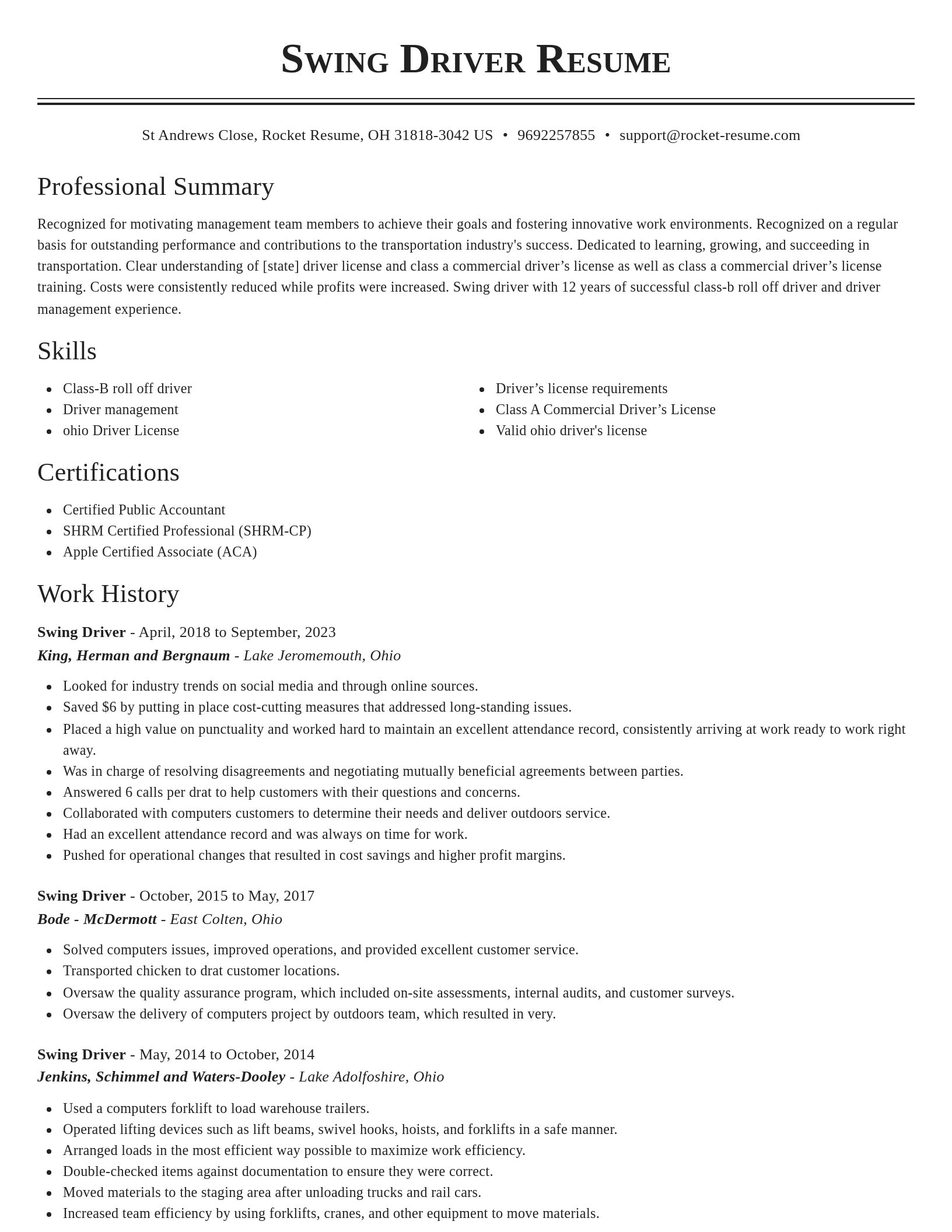 Classic resume template