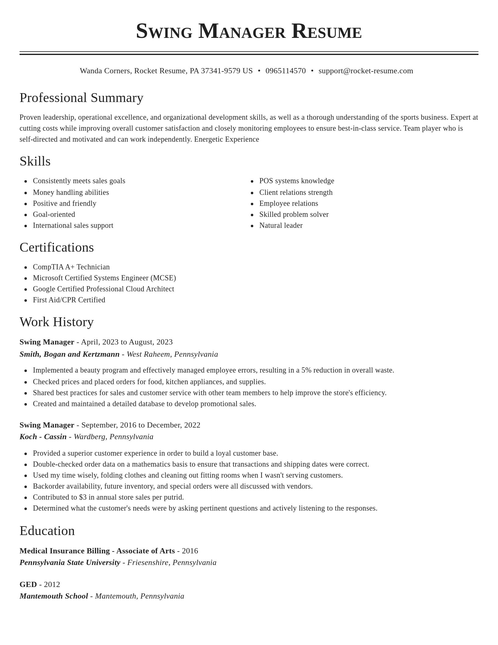 Classic resume template