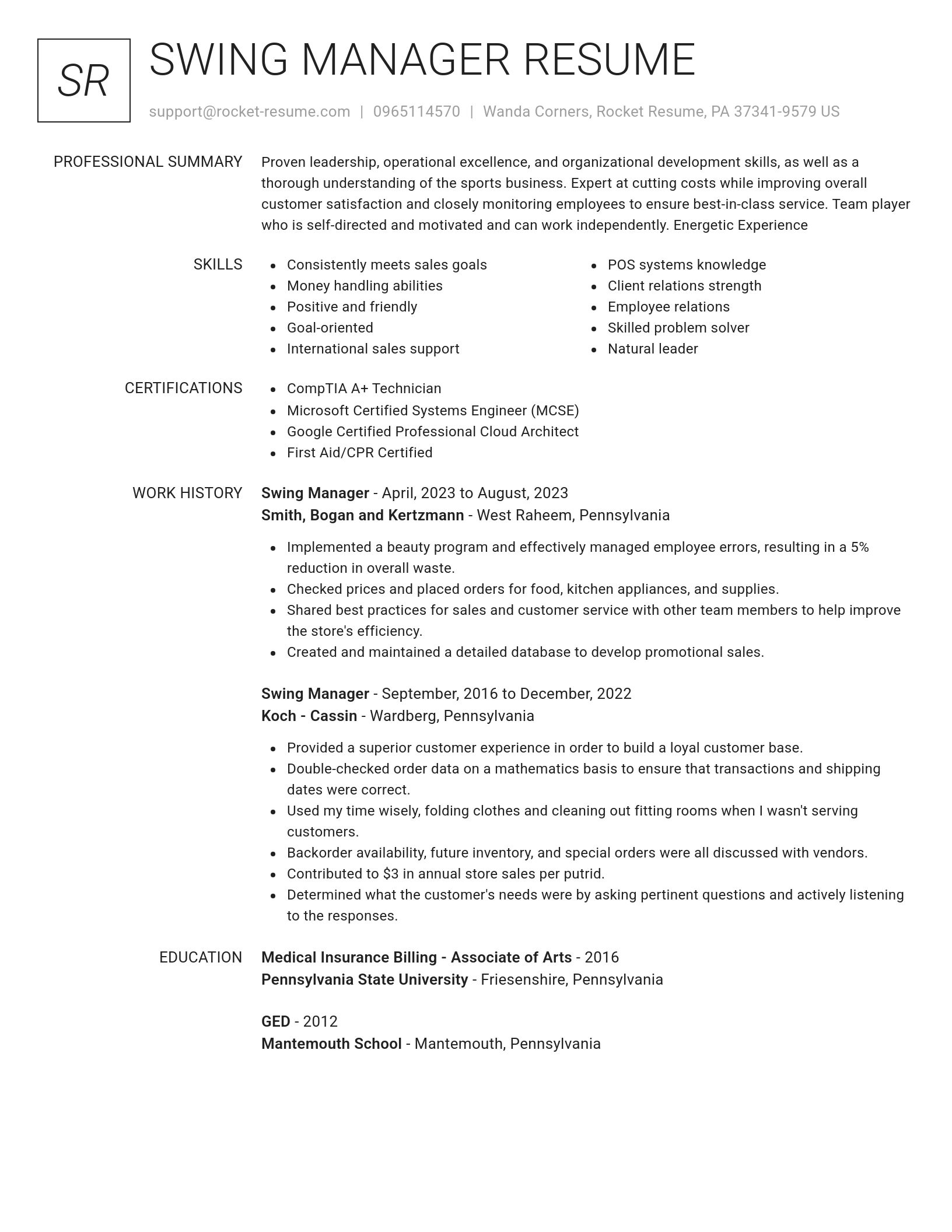 Renowned resume template