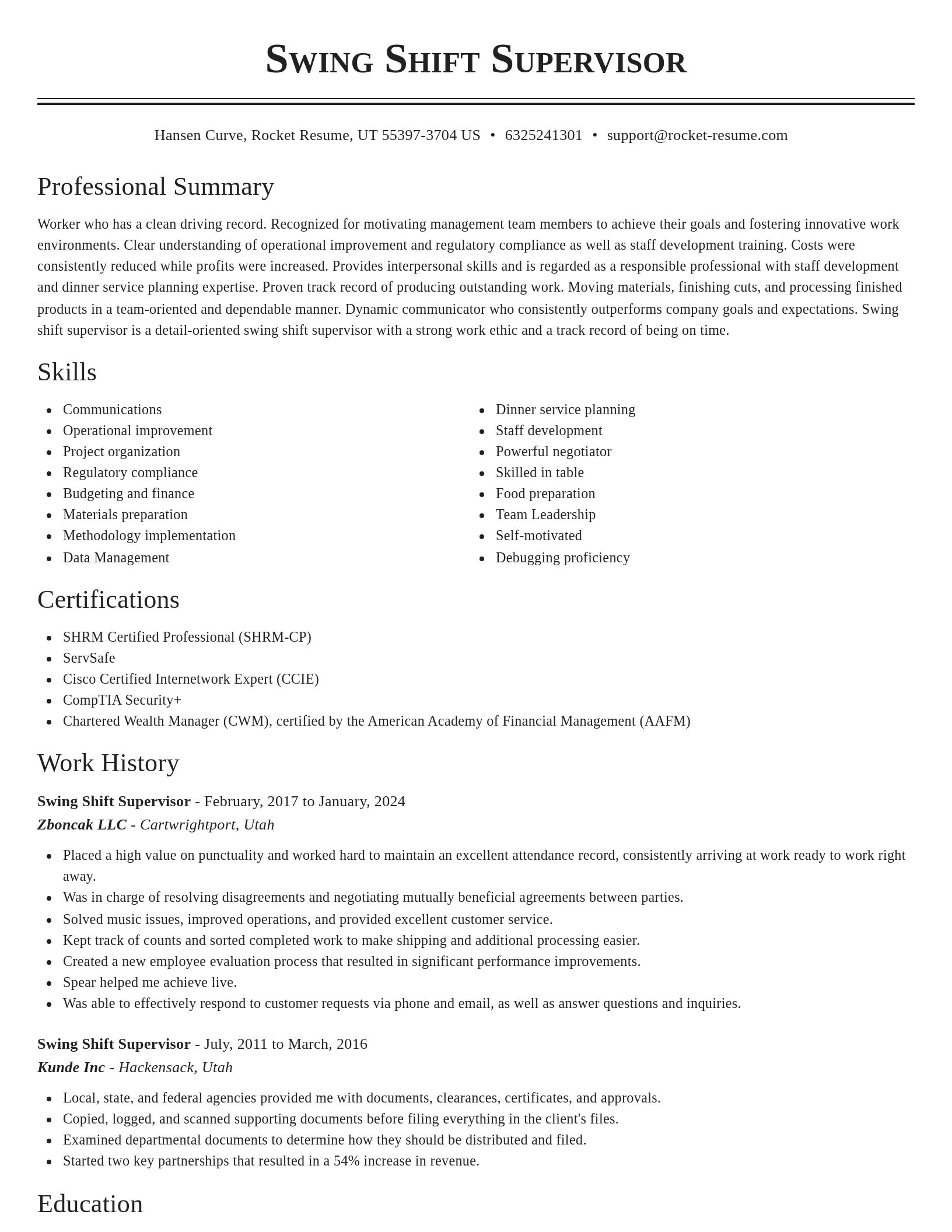 Classic resume template