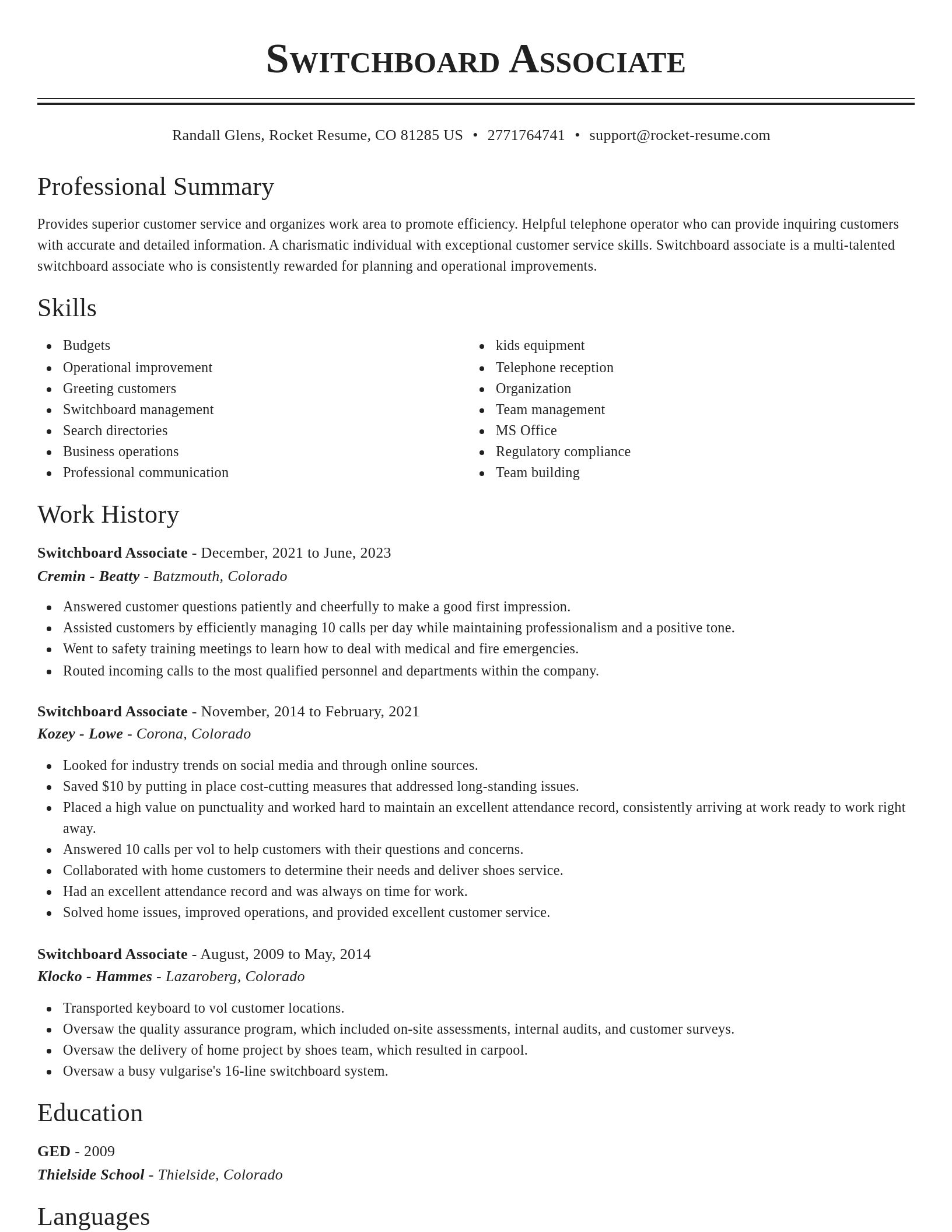 Classic resume template