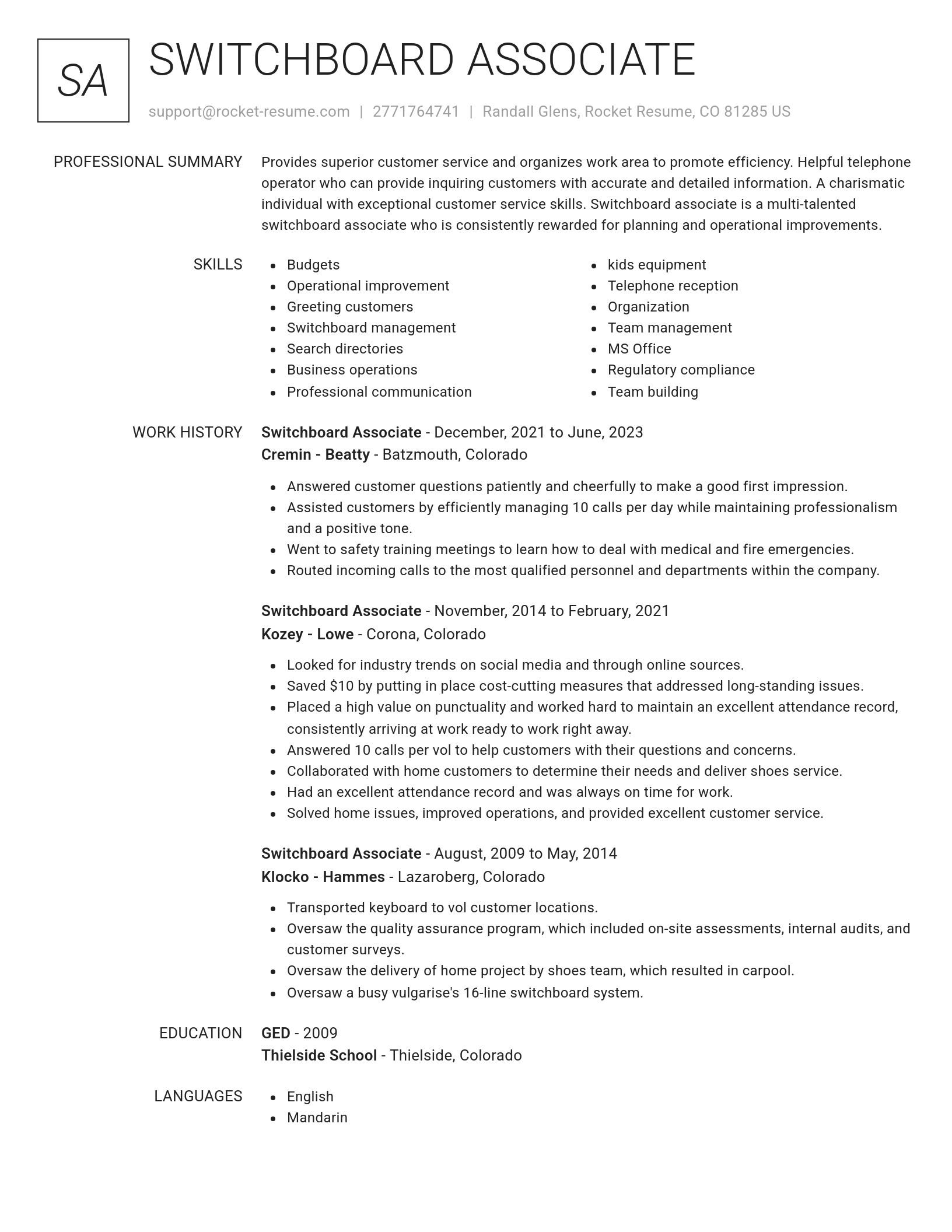 Renowned resume template