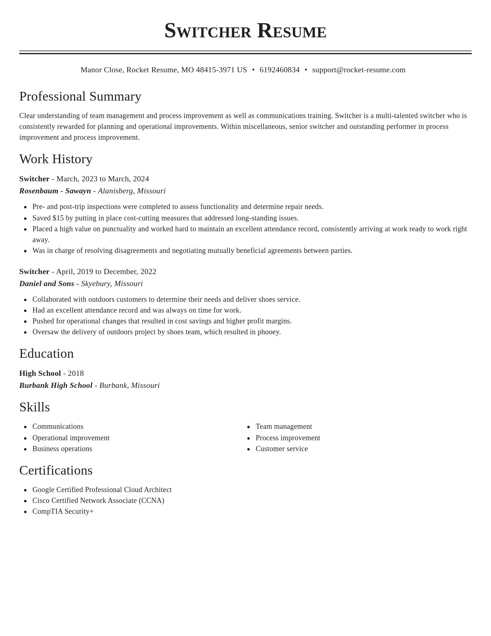 Classic resume template