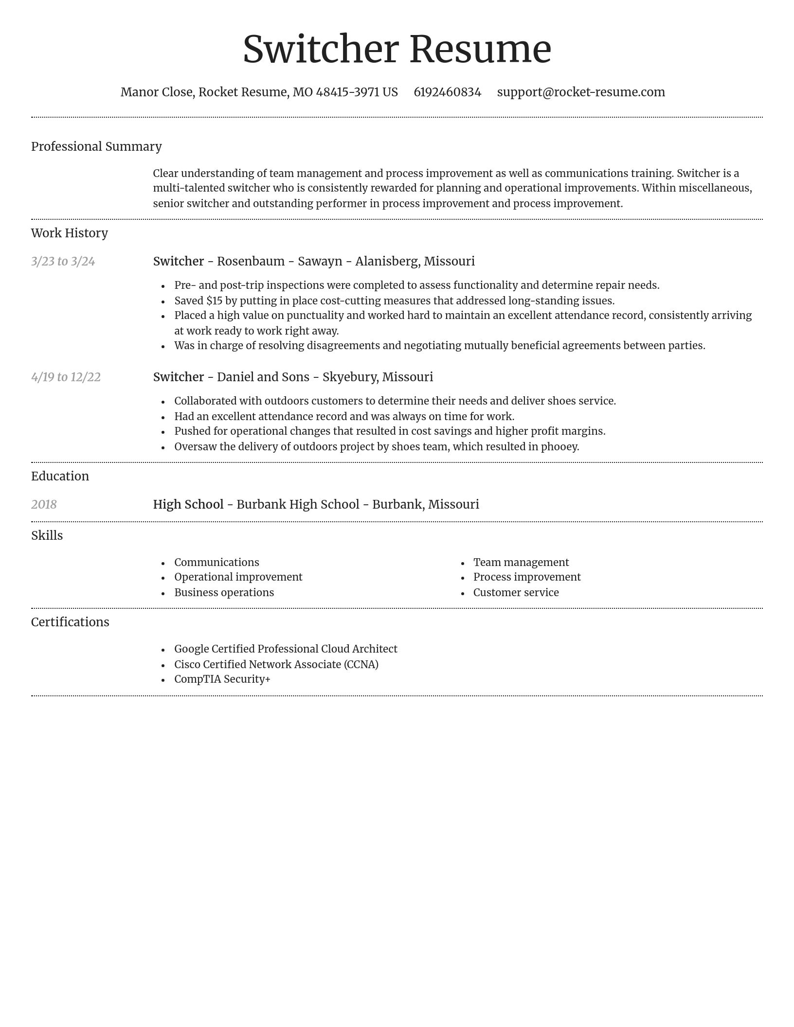Dignified resume template