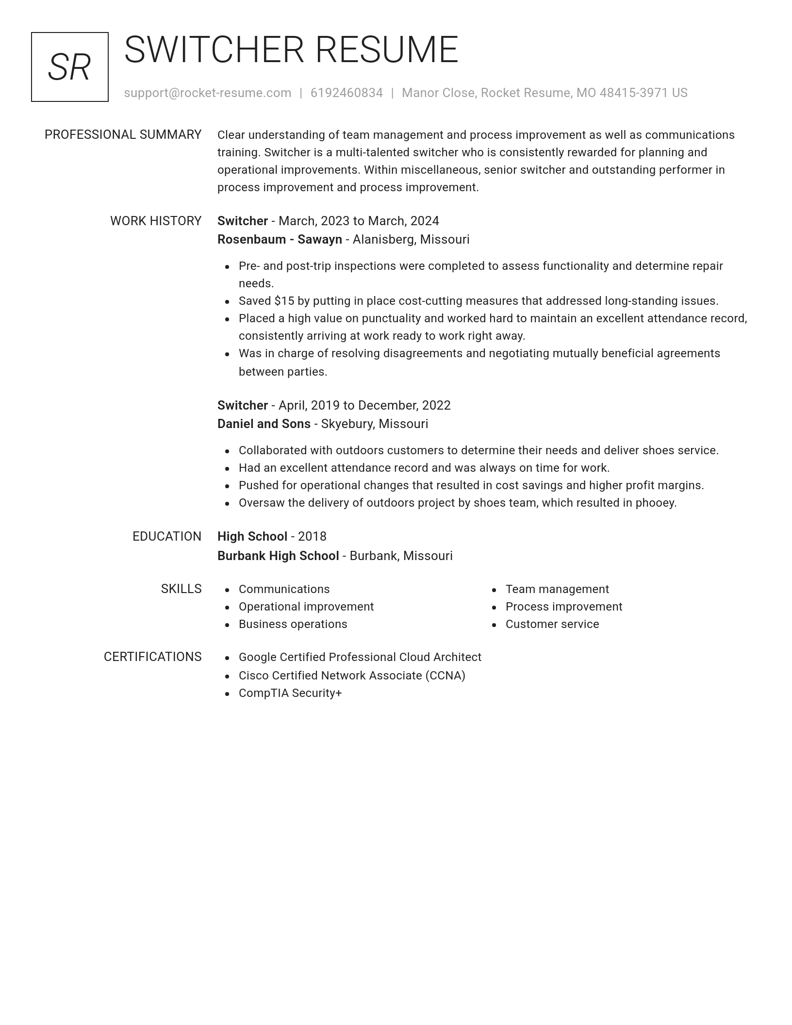 Renowned resume template