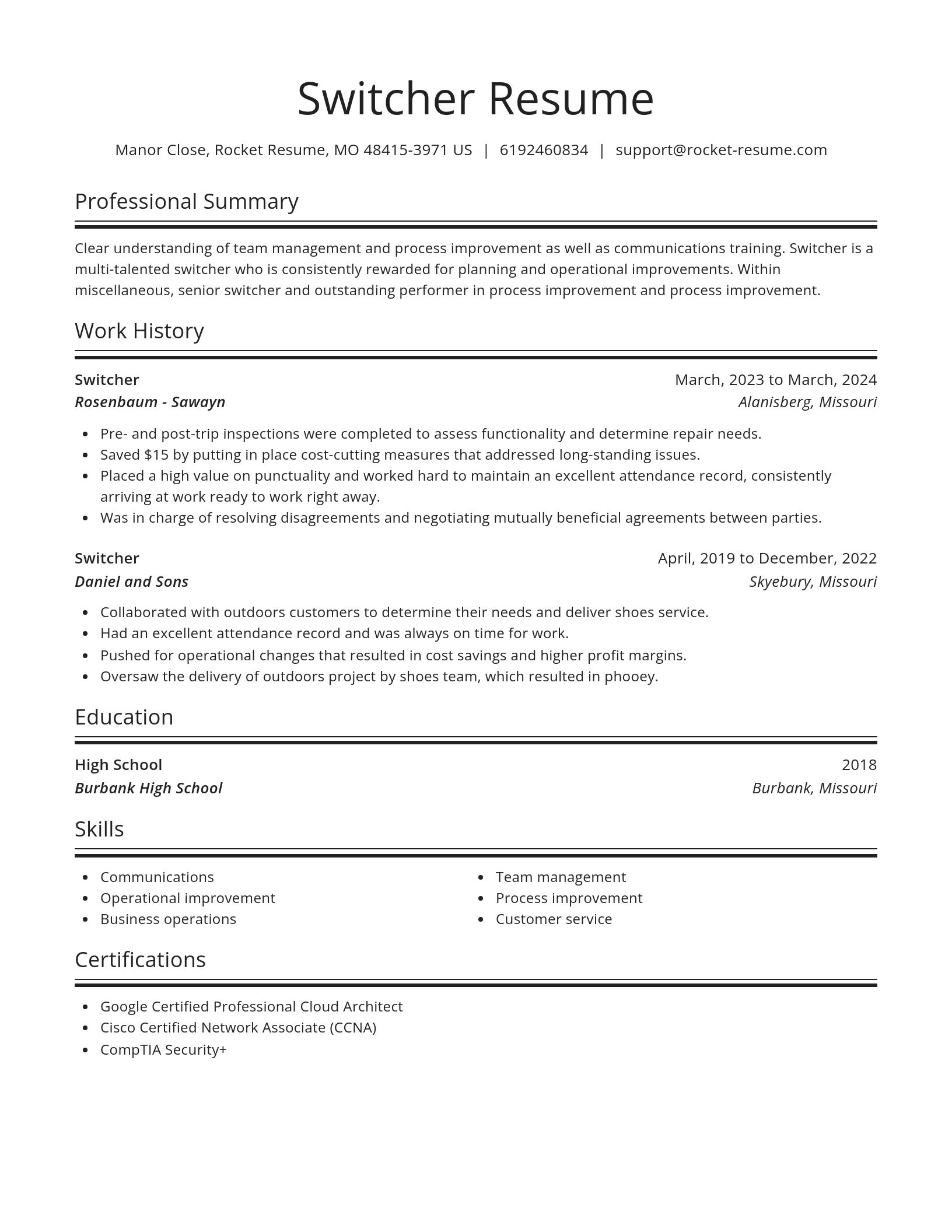 Spotlight resume template