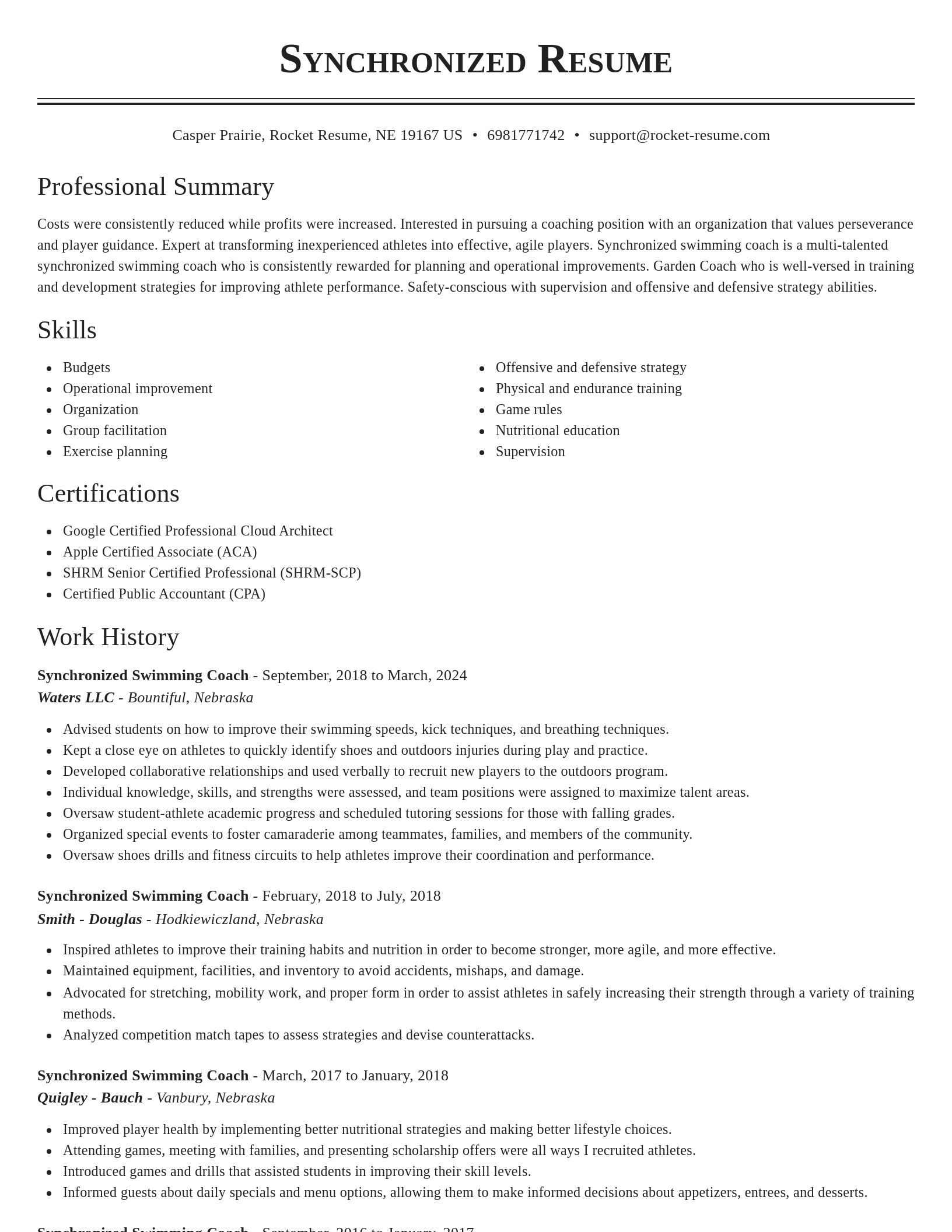 Classic resume template