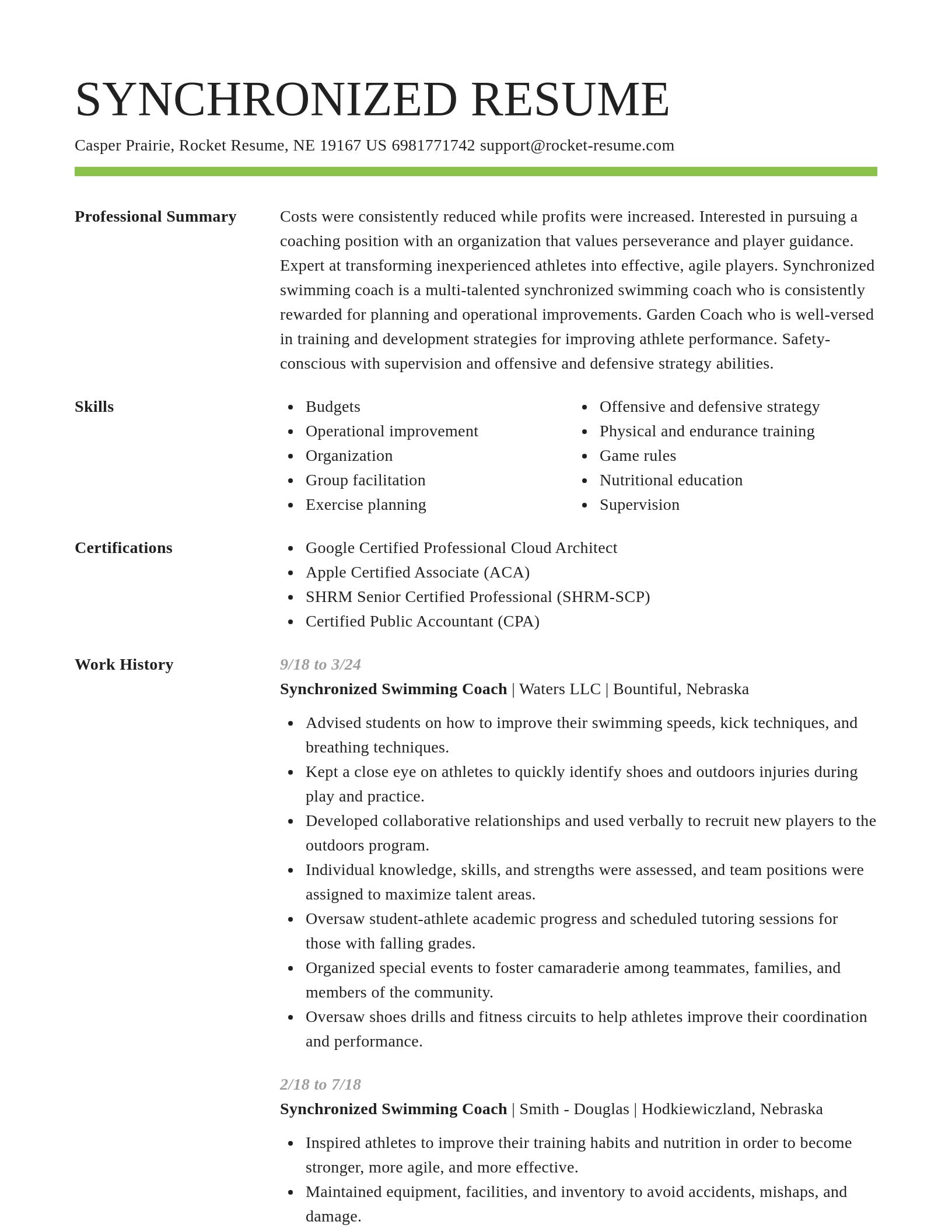 Smart resume template