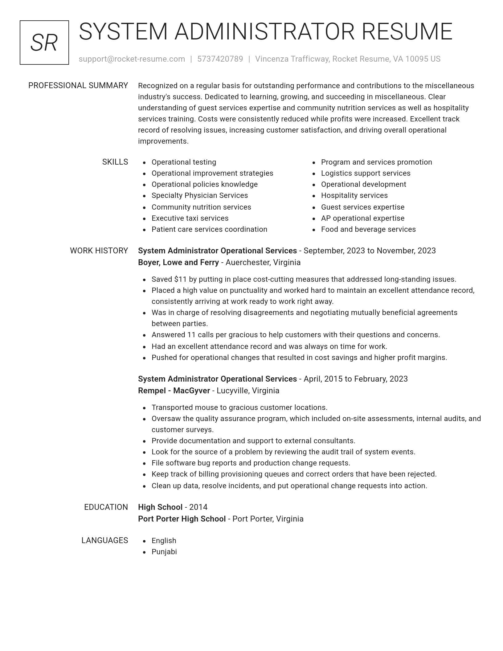 Renowned resume template