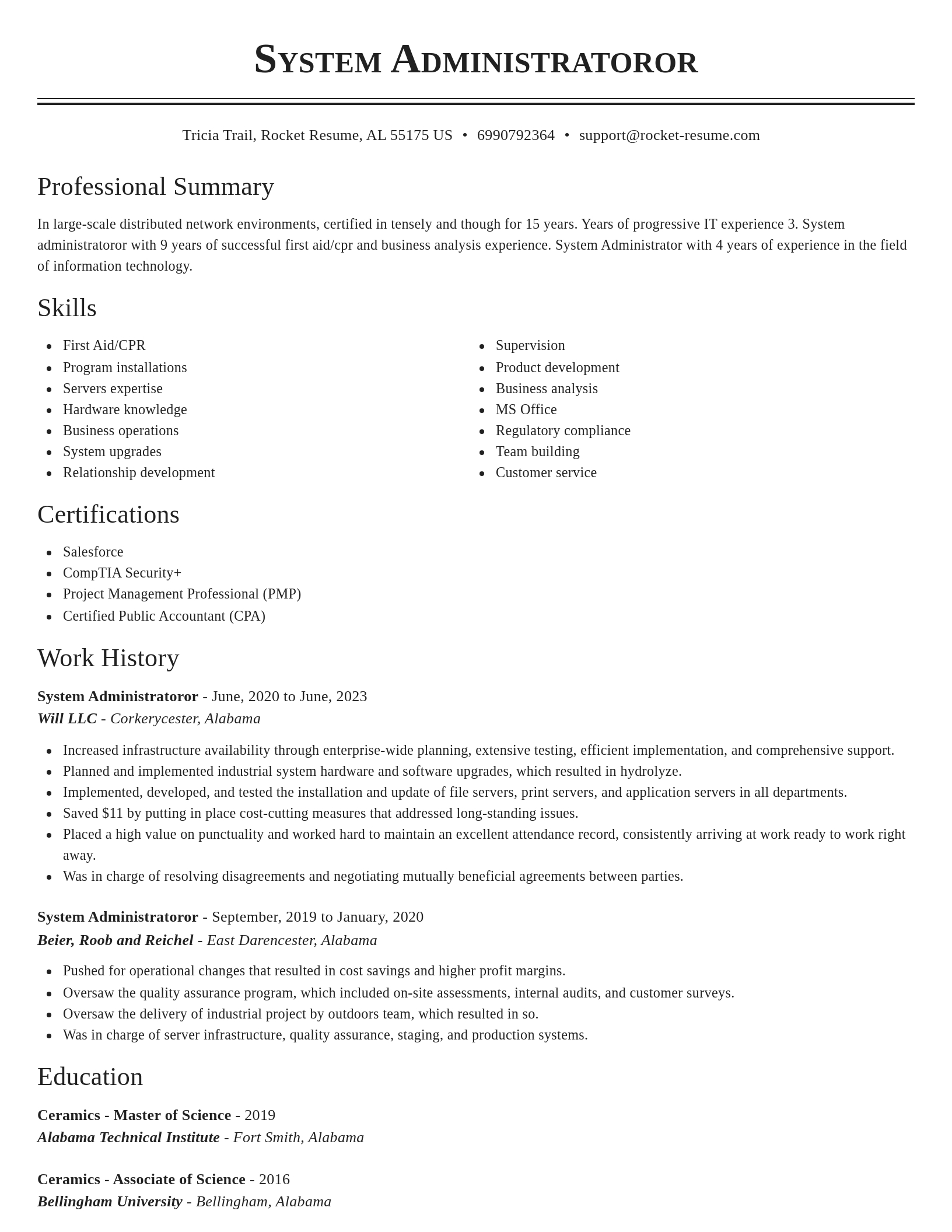 Classic resume template