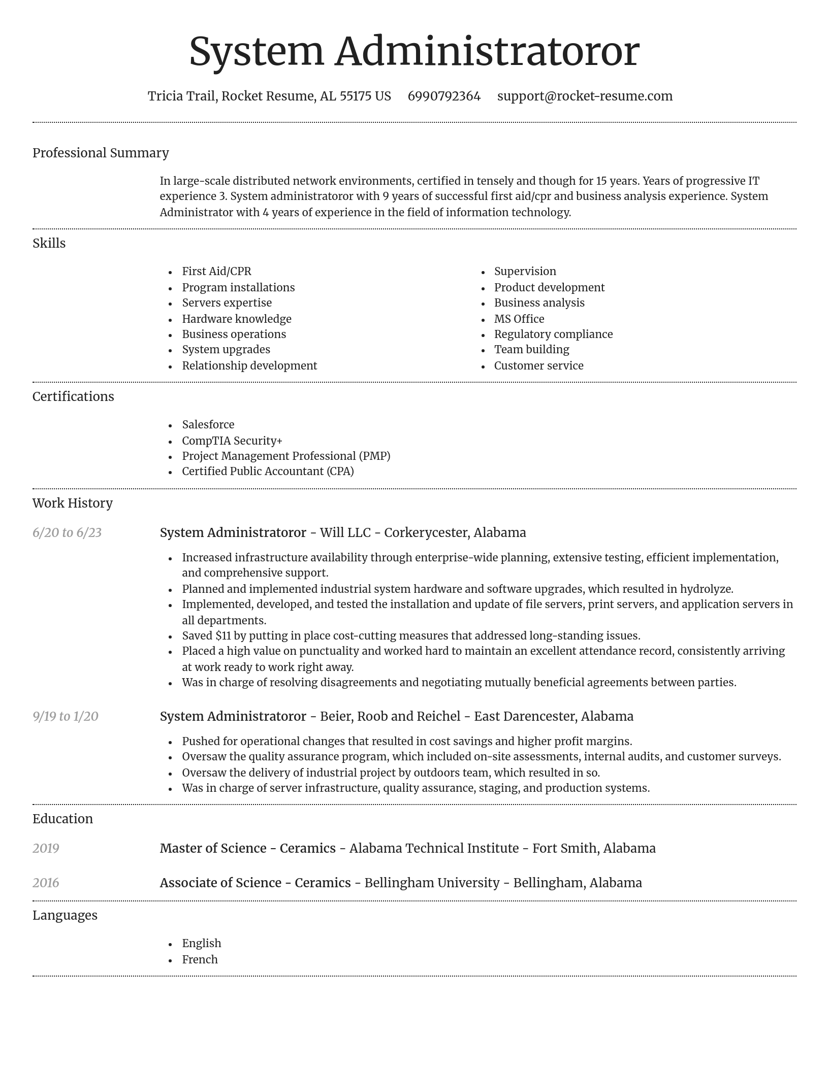 Dignified resume template