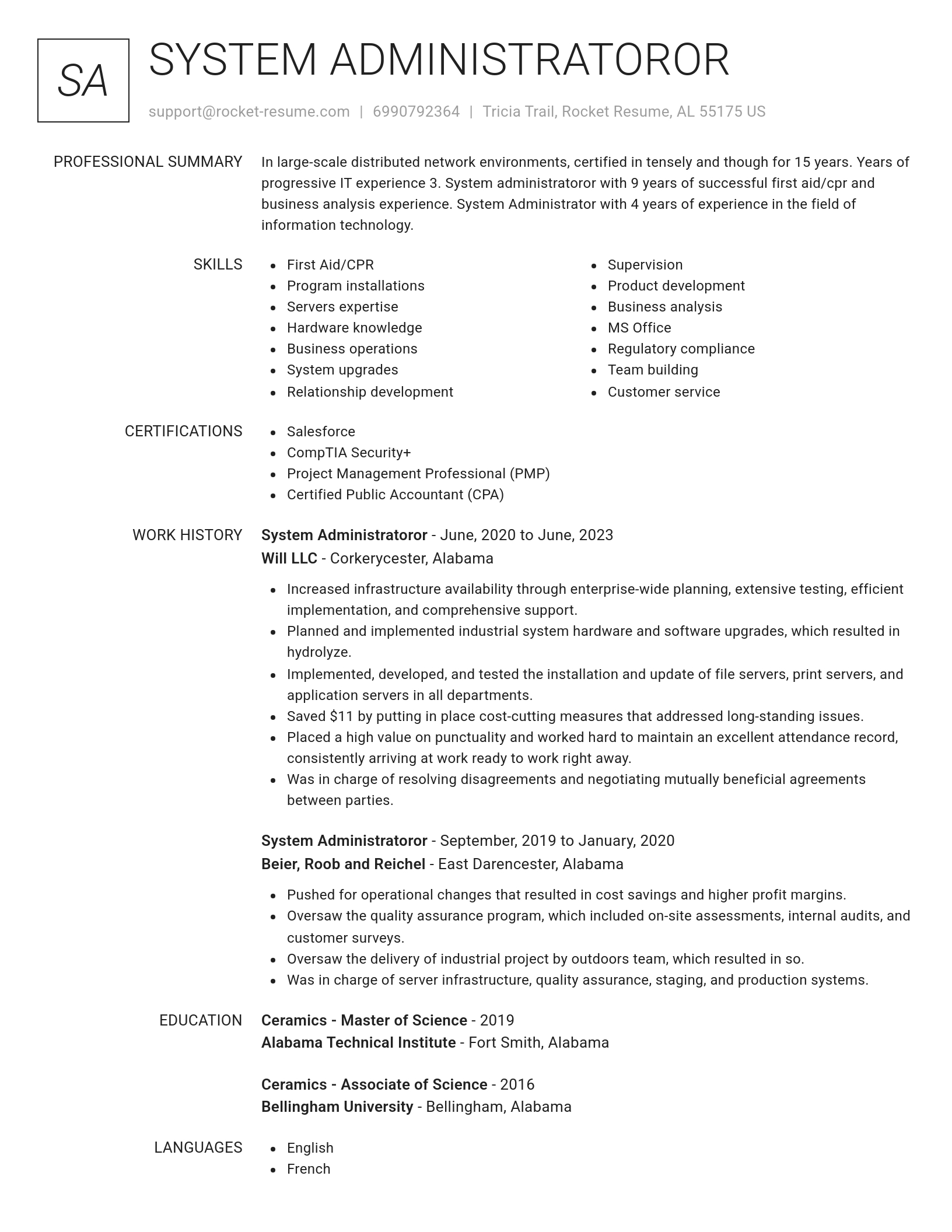 Renowned resume template