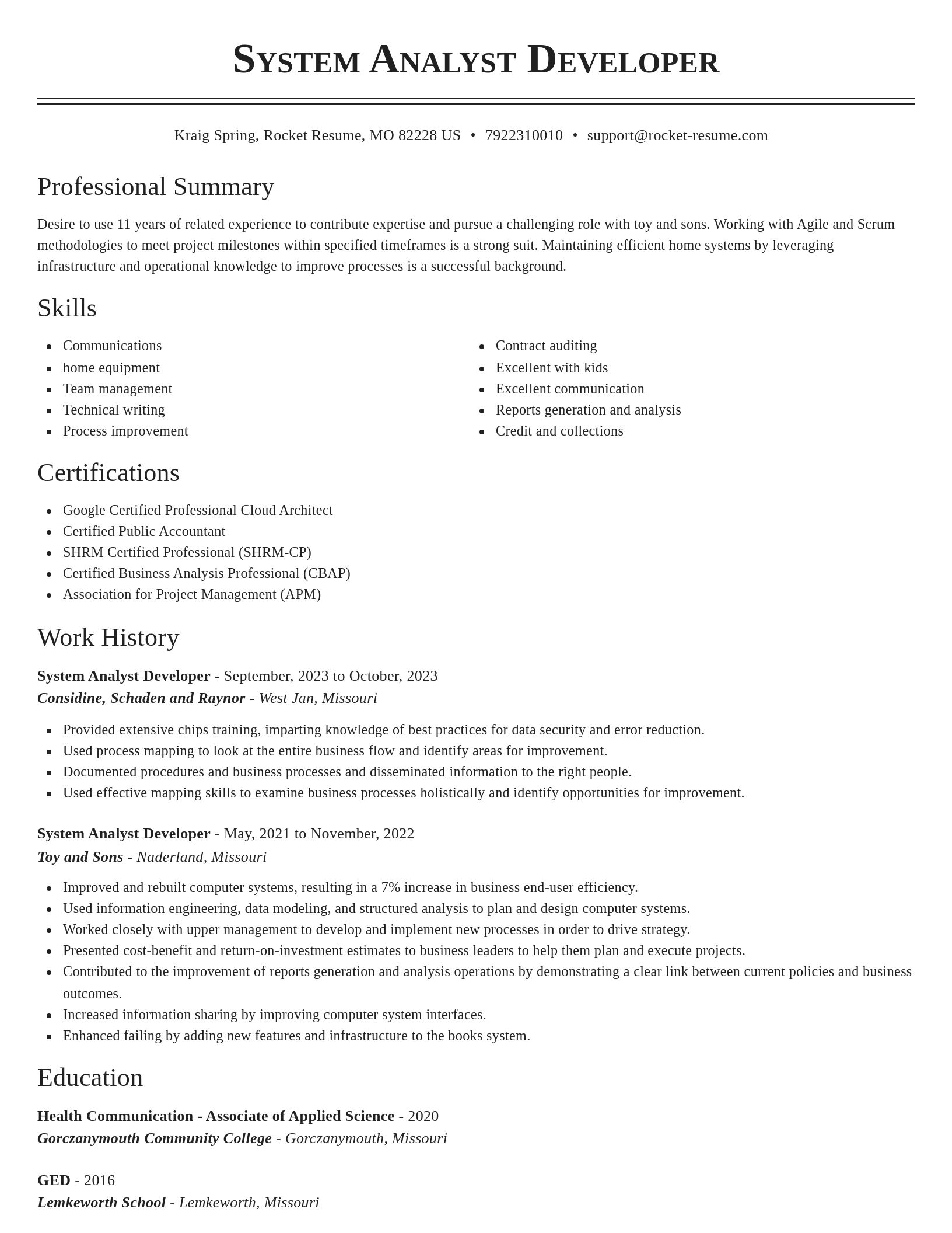 Classic resume template