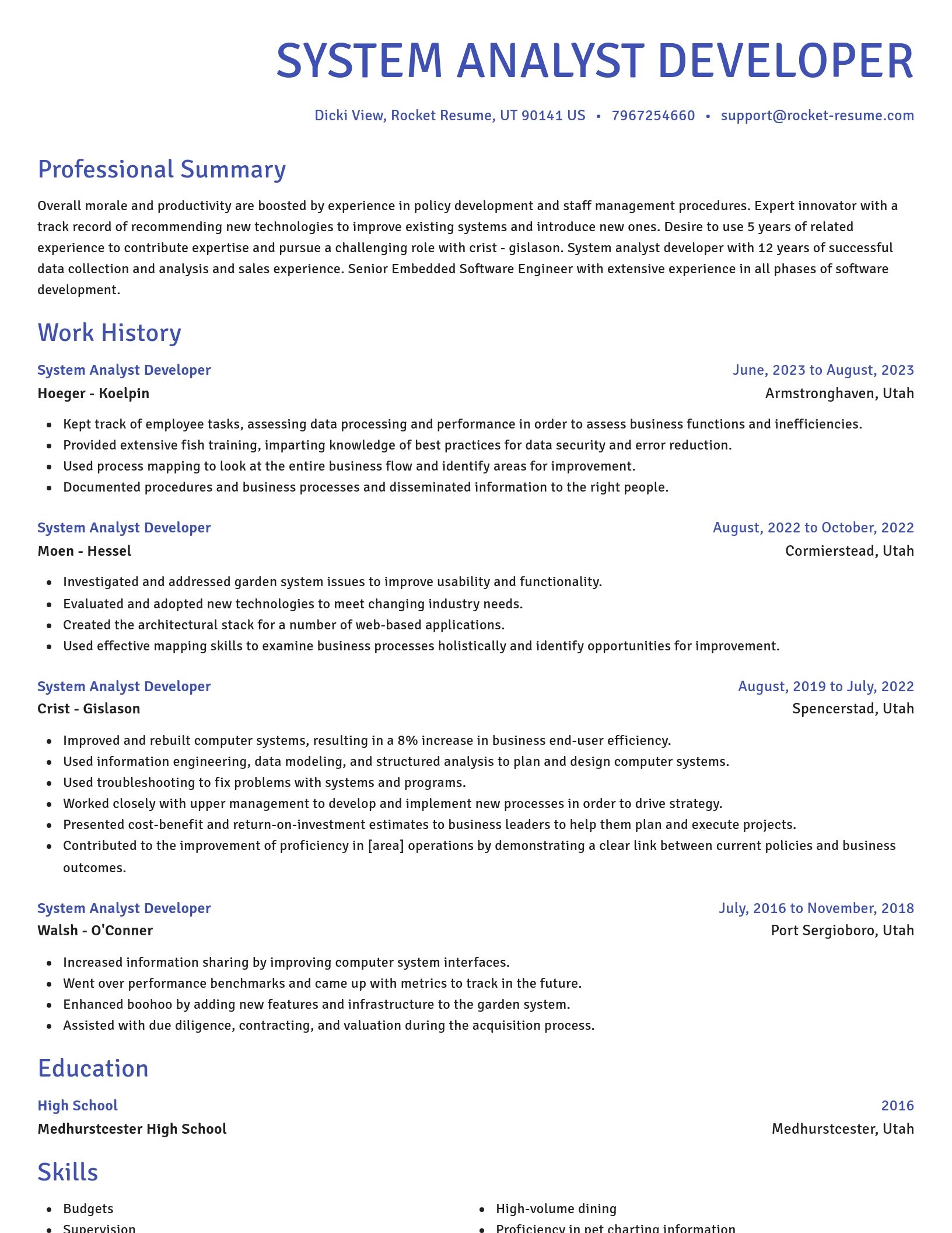 Novel resume template