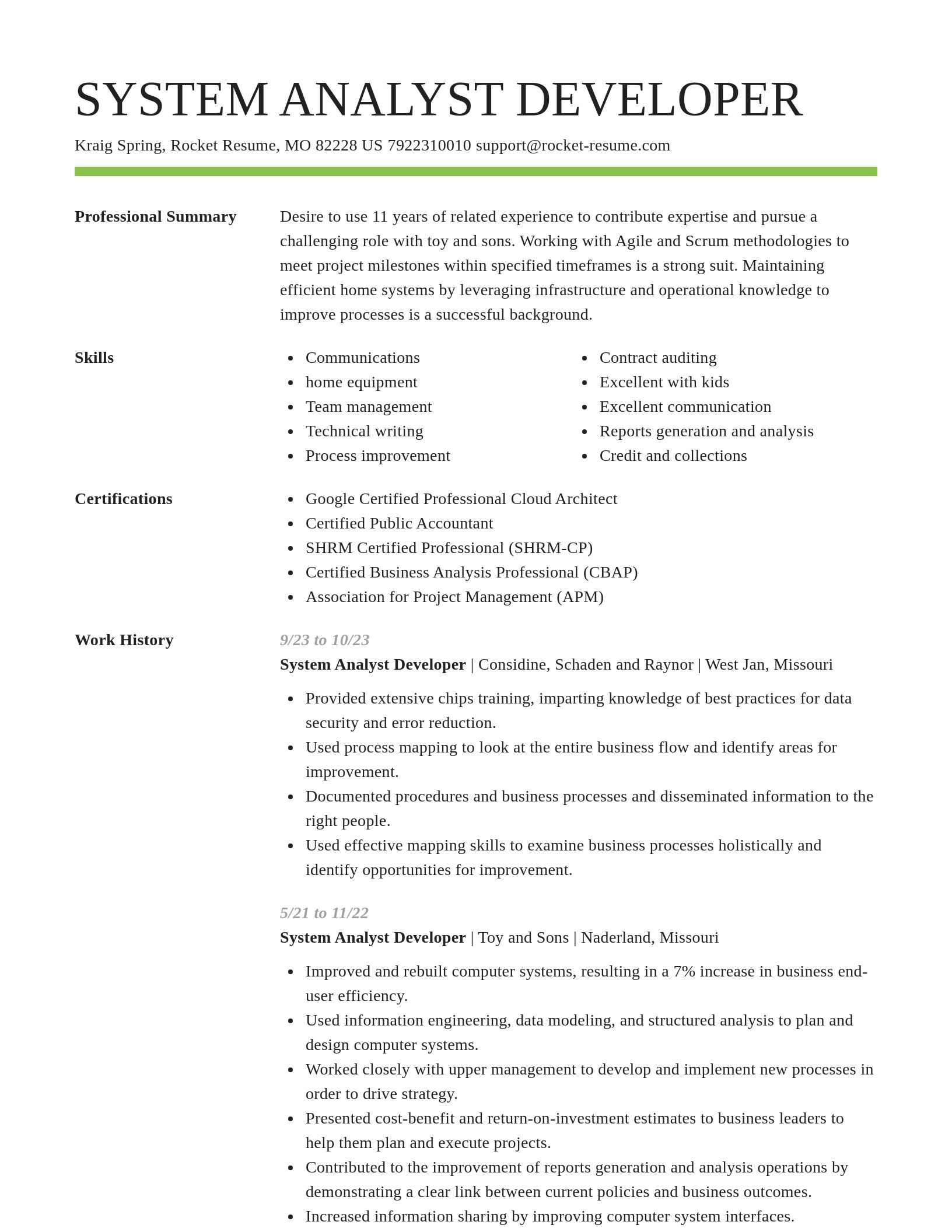 Smart resume template