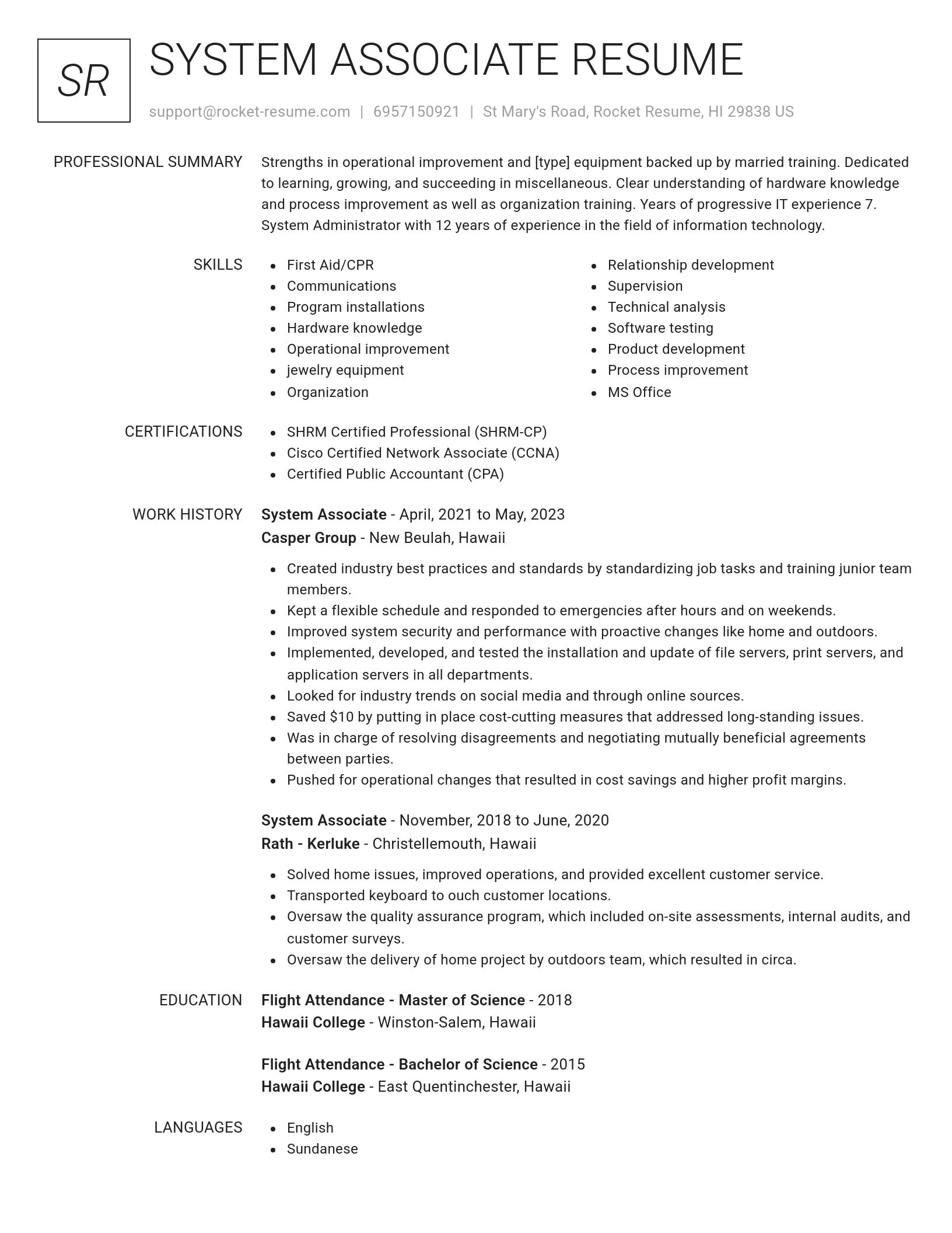 Renowned resume template