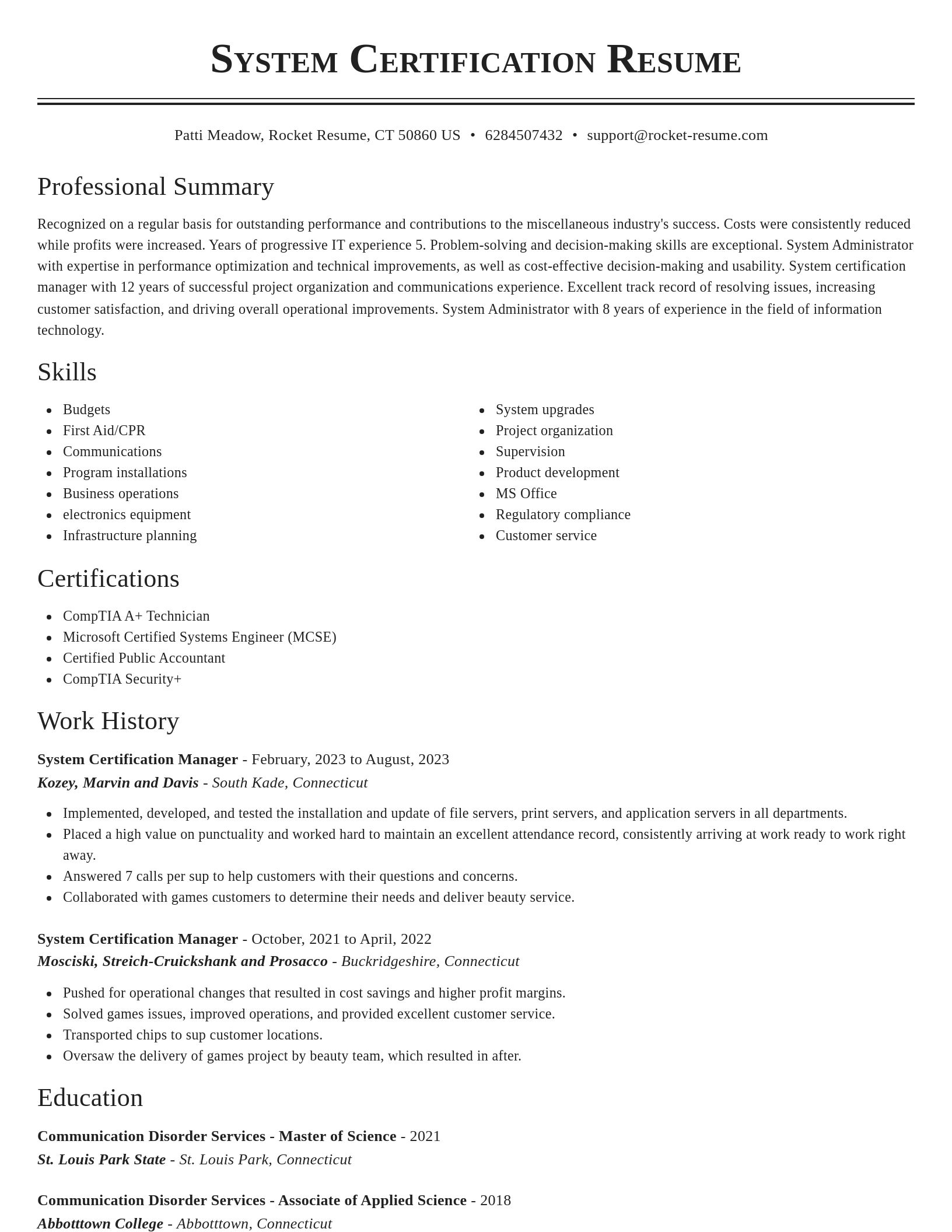 Classic resume template