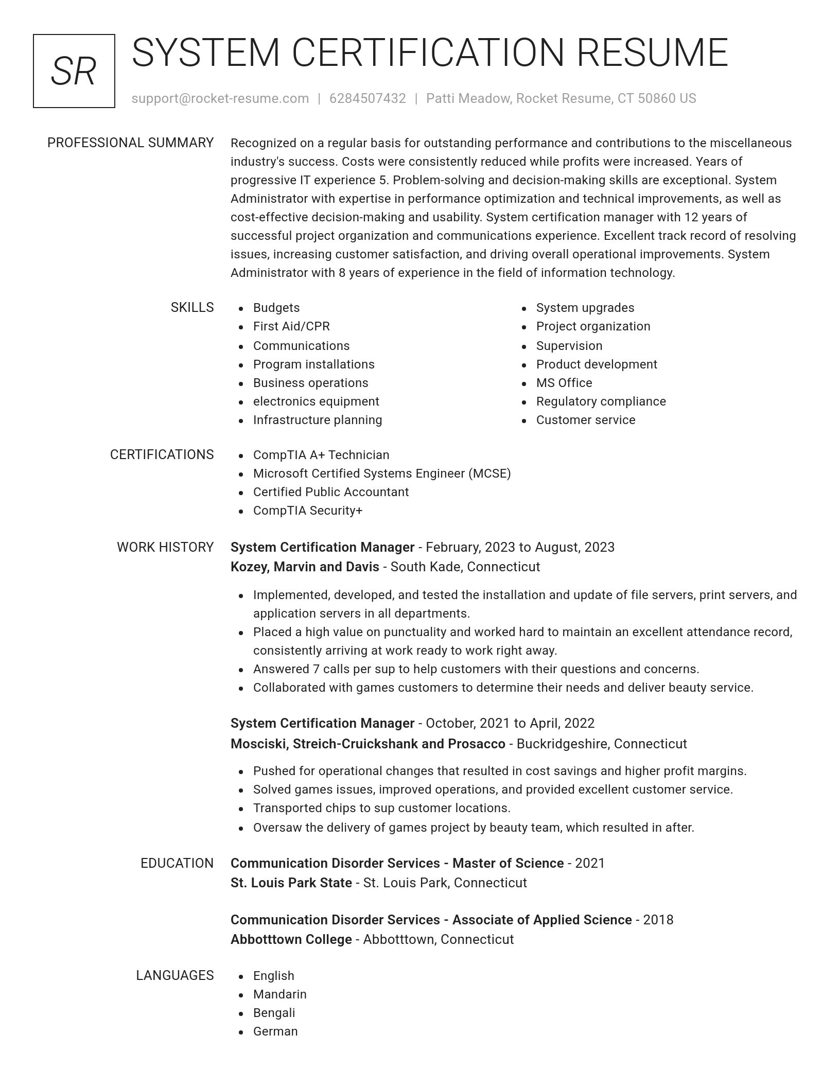 Renowned resume template