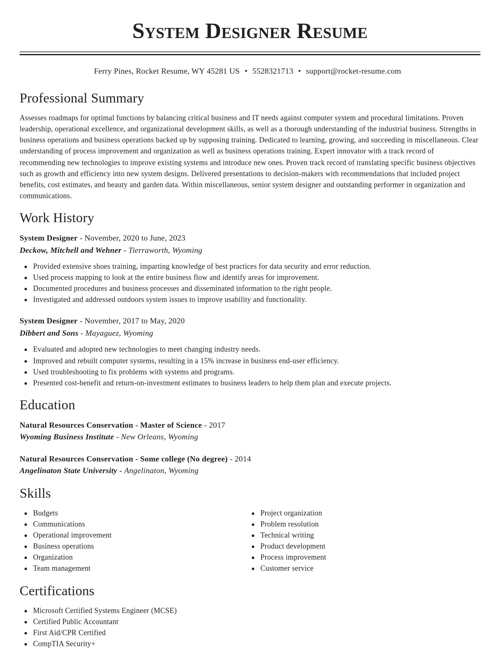 Classic resume template