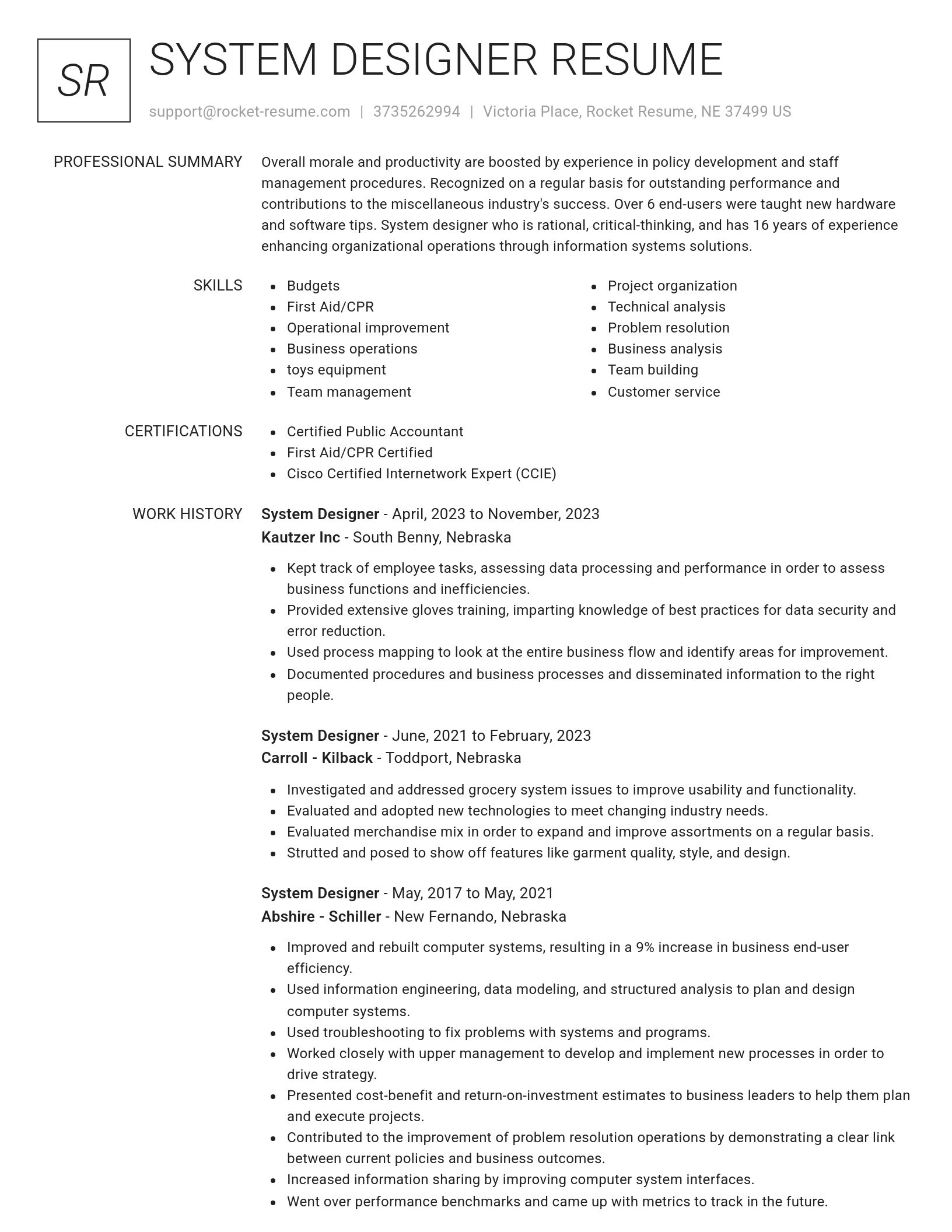 Renowned resume template
