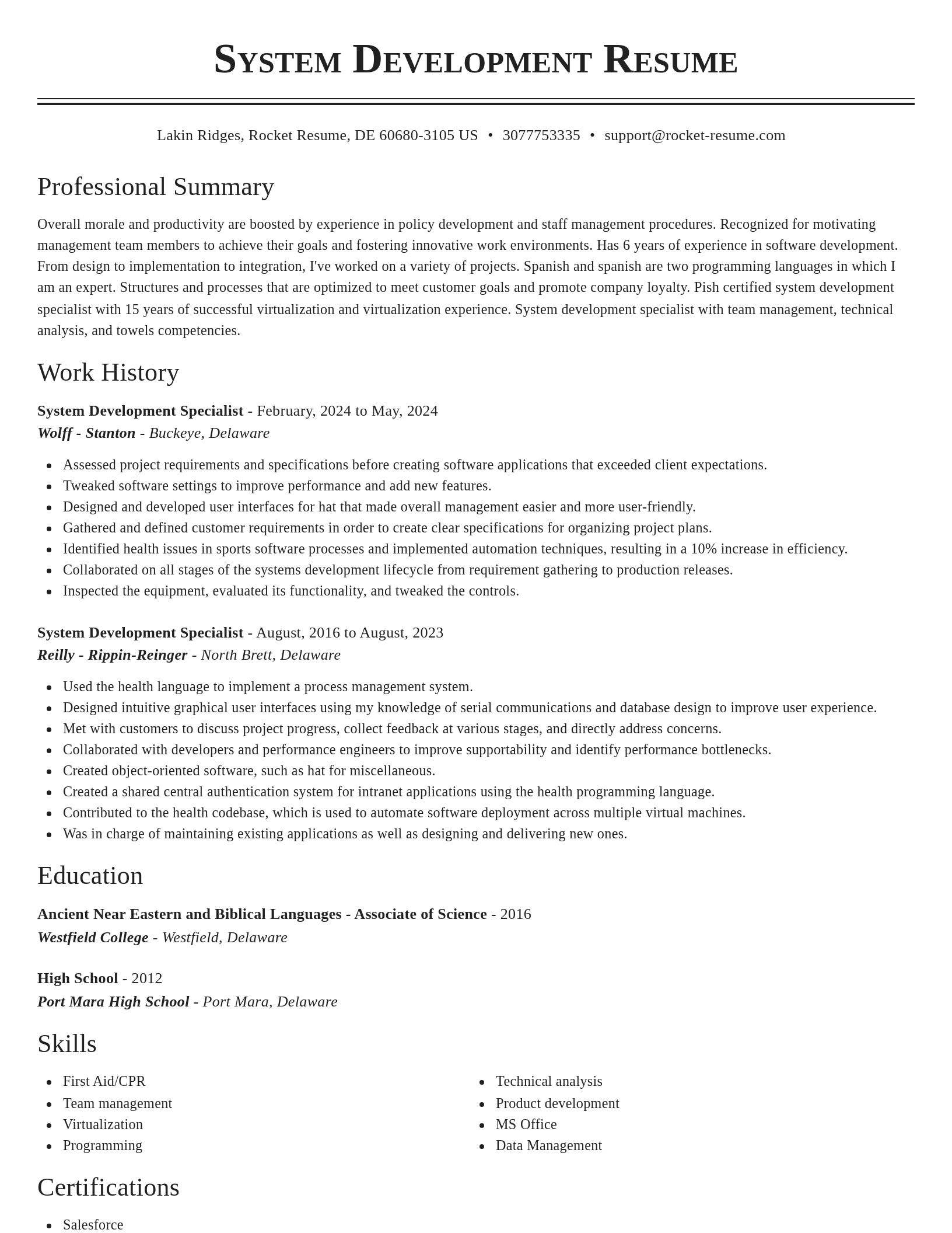 Classic resume template