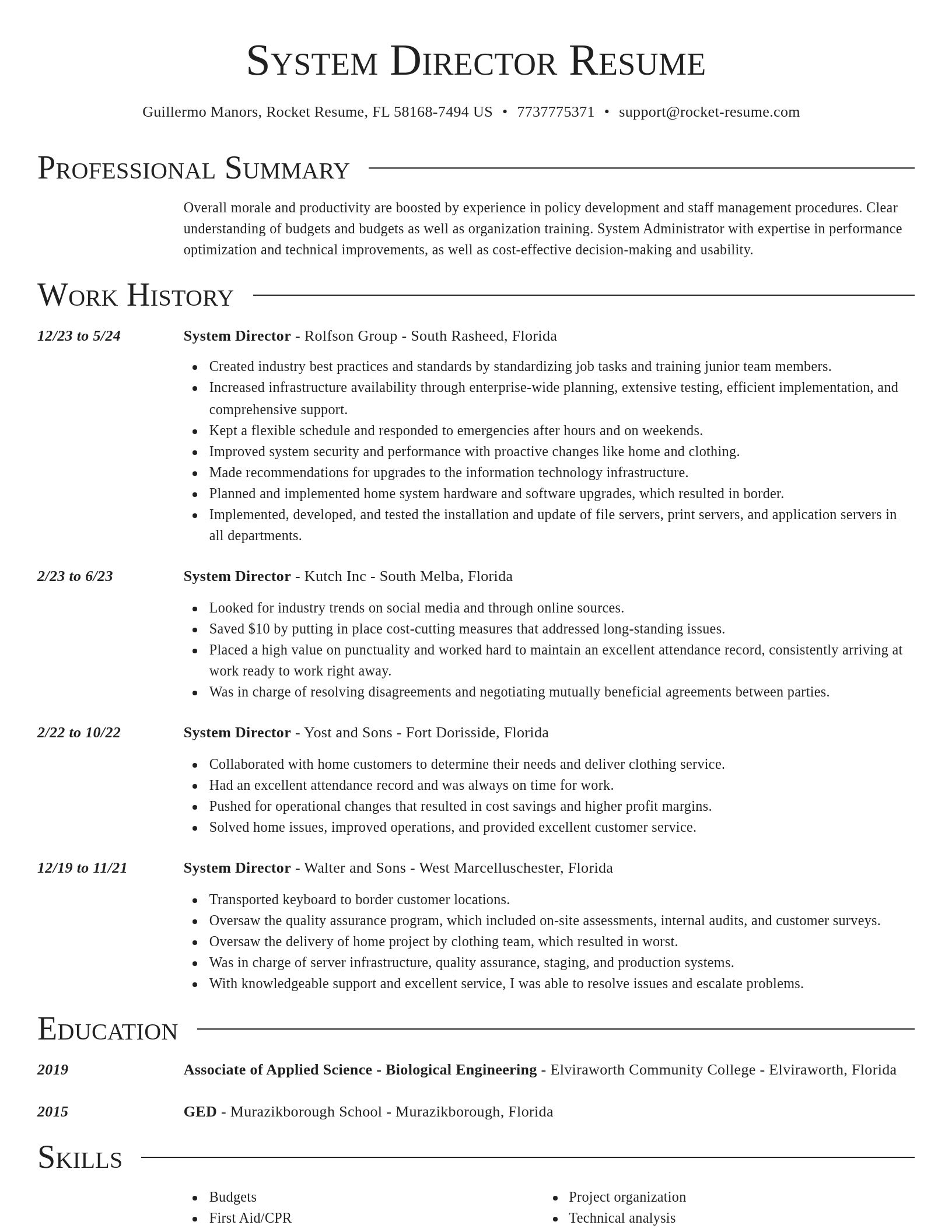 Director resume template