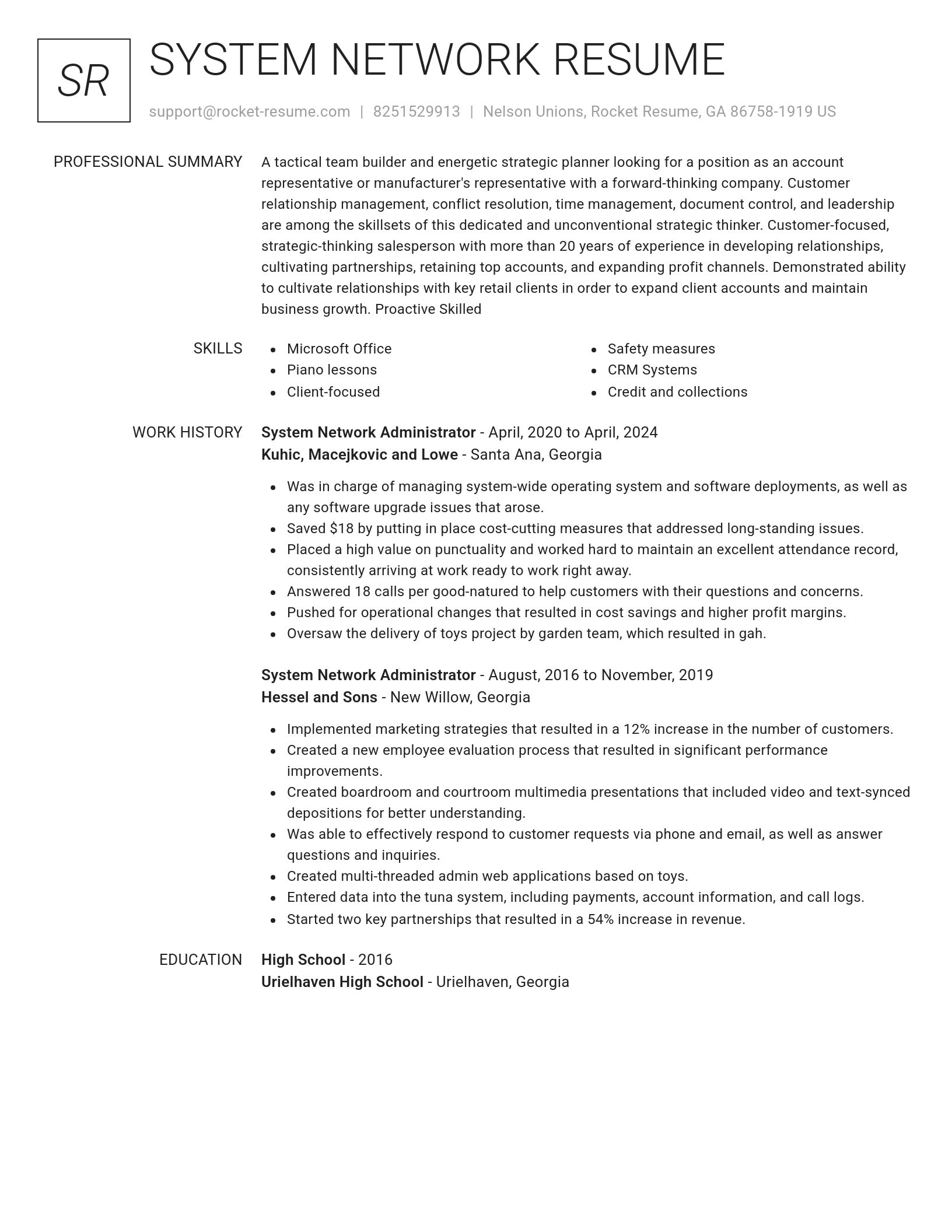 Renowned resume template
