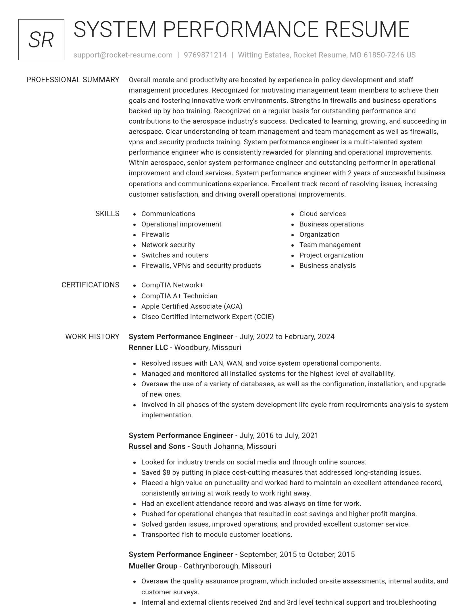 Renowned resume template