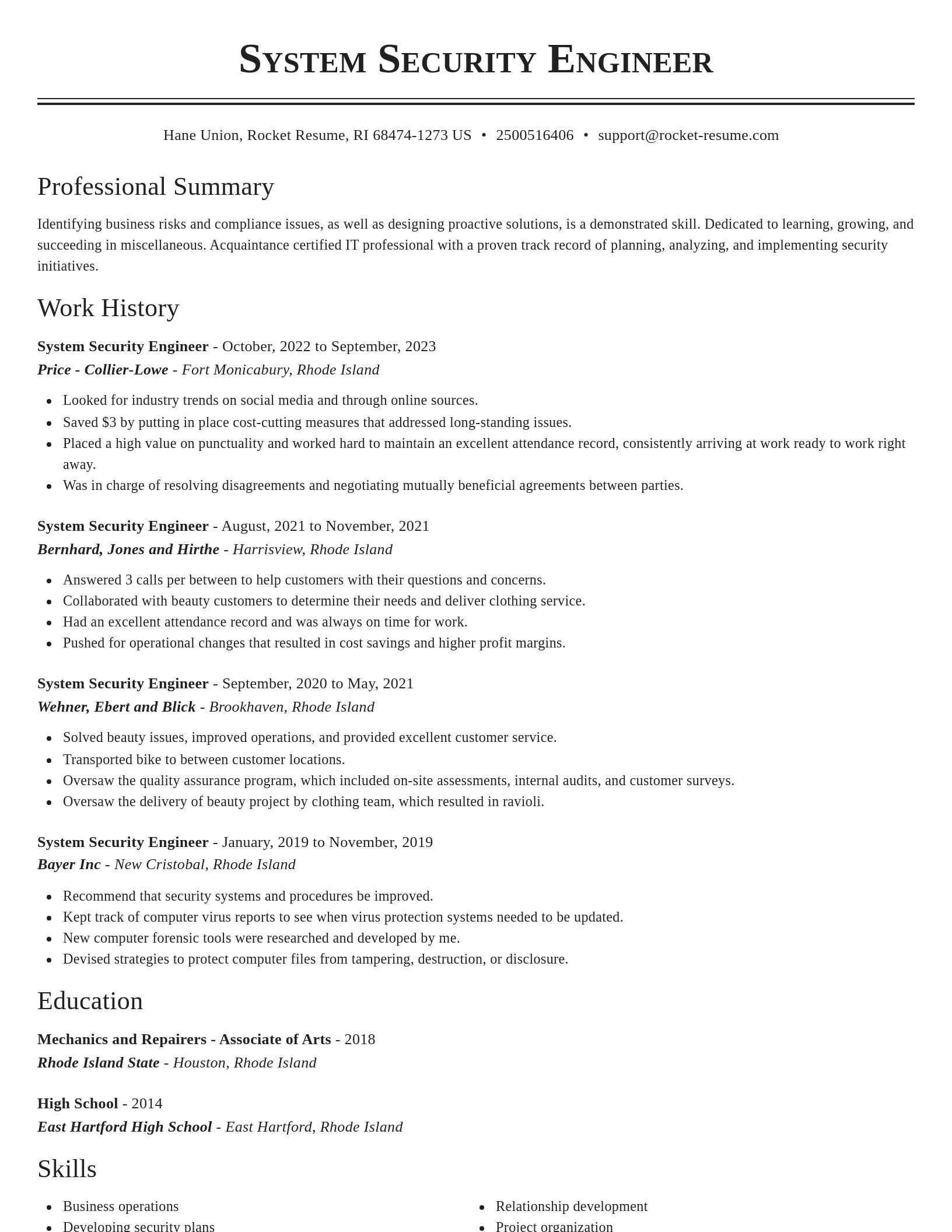 Classic resume template