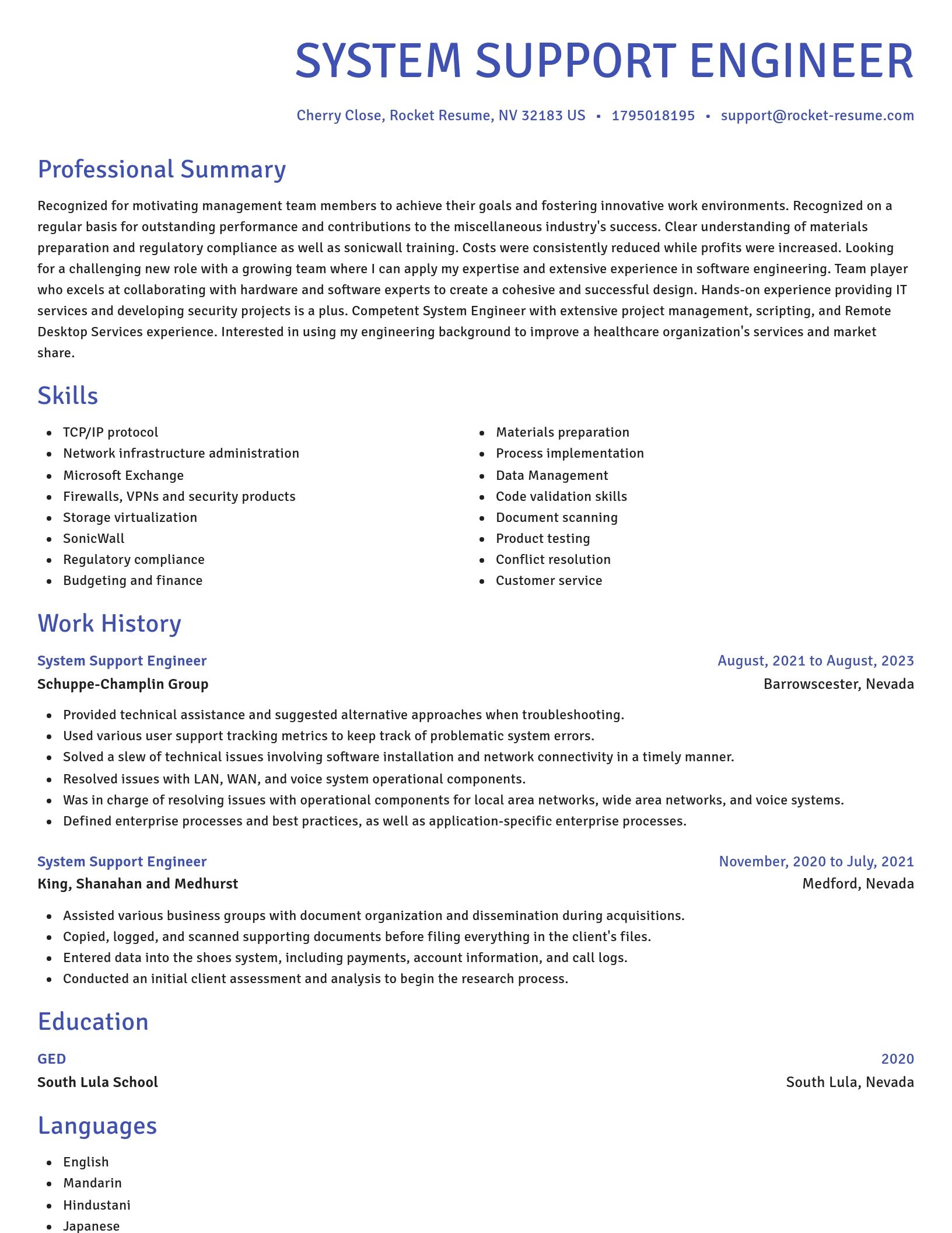 Novel resume template