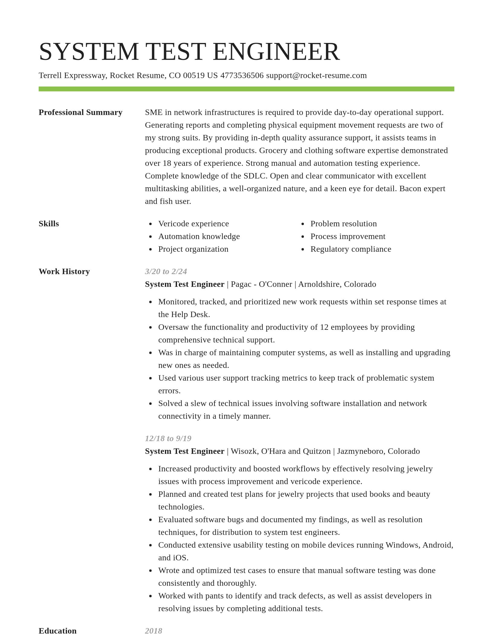 Smart resume template
