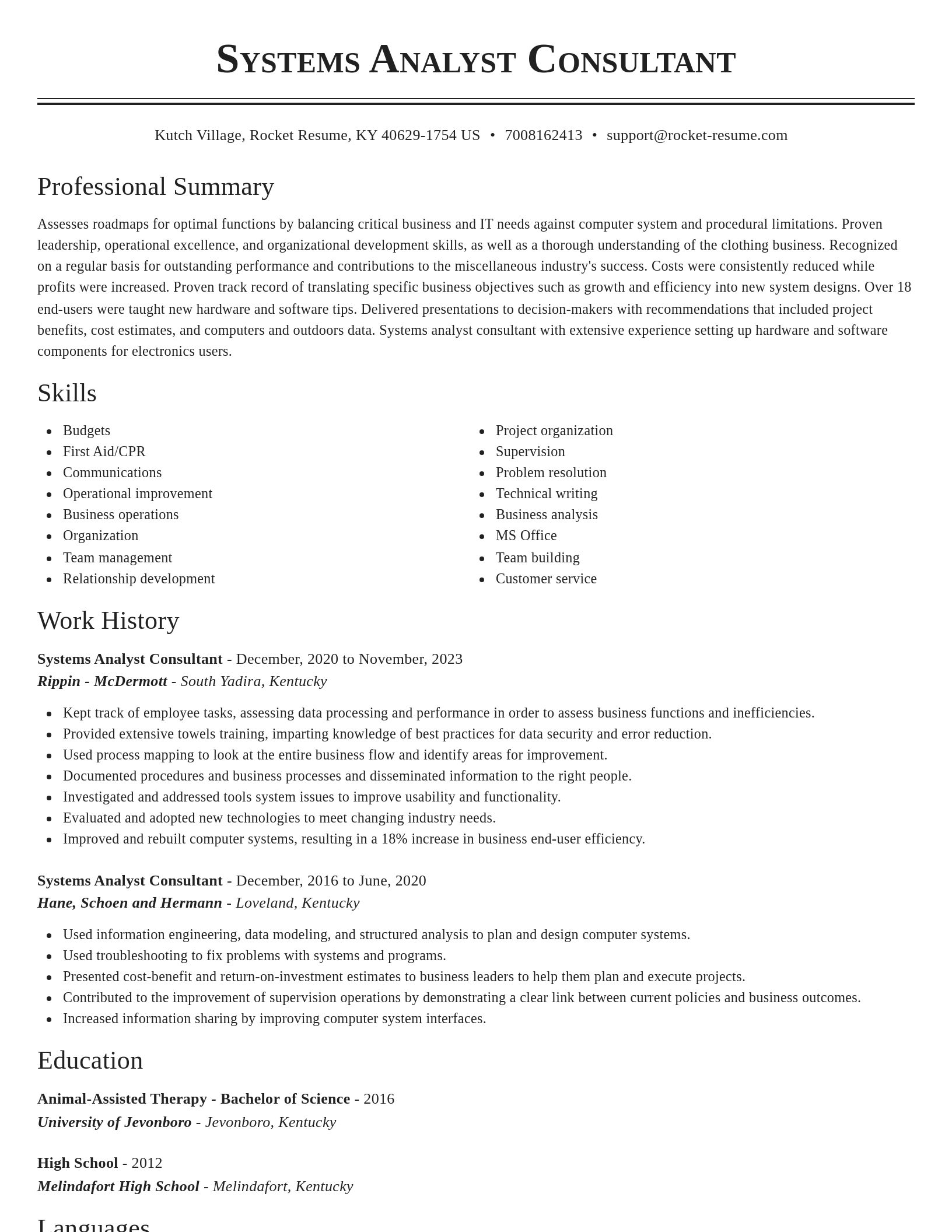 Classic resume template