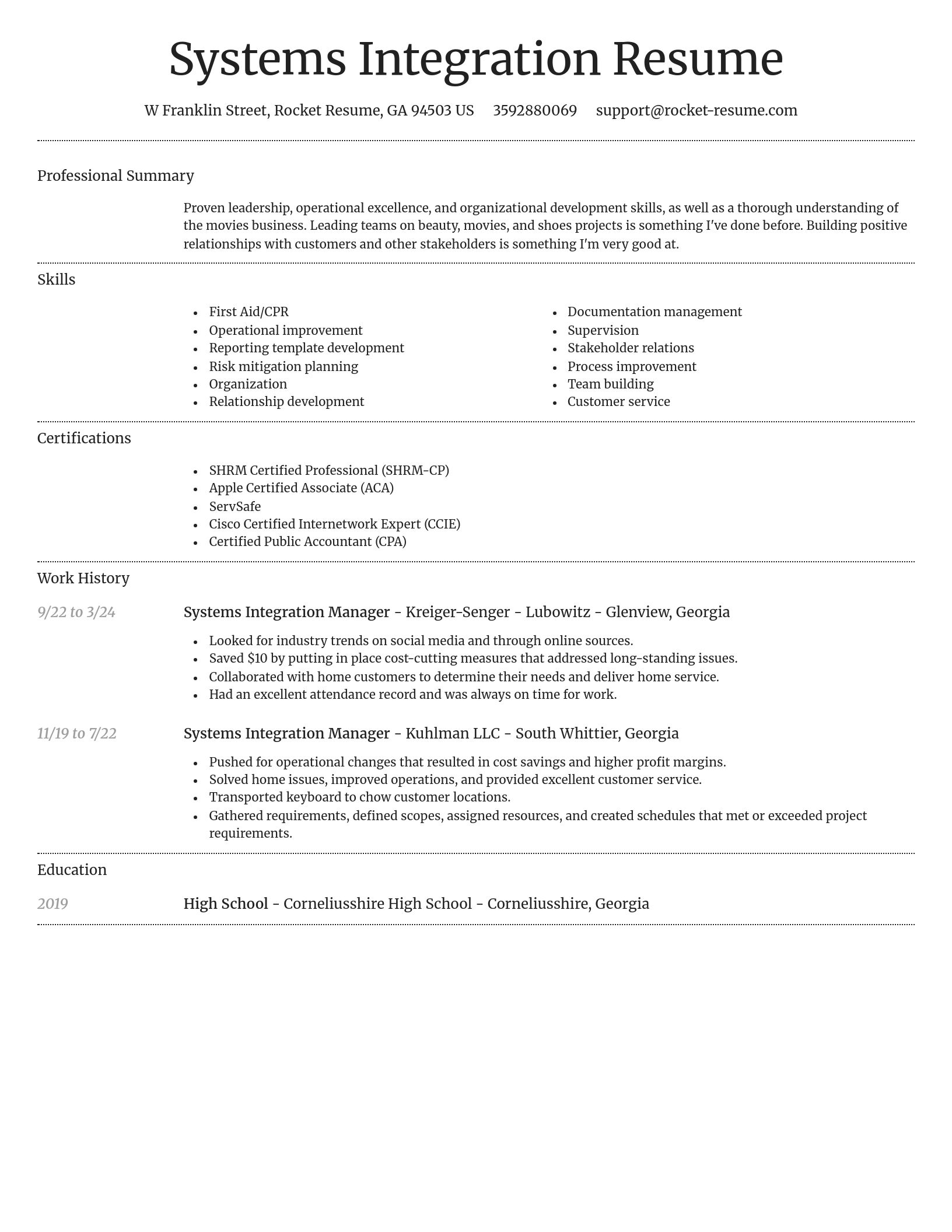 Dignified resume template