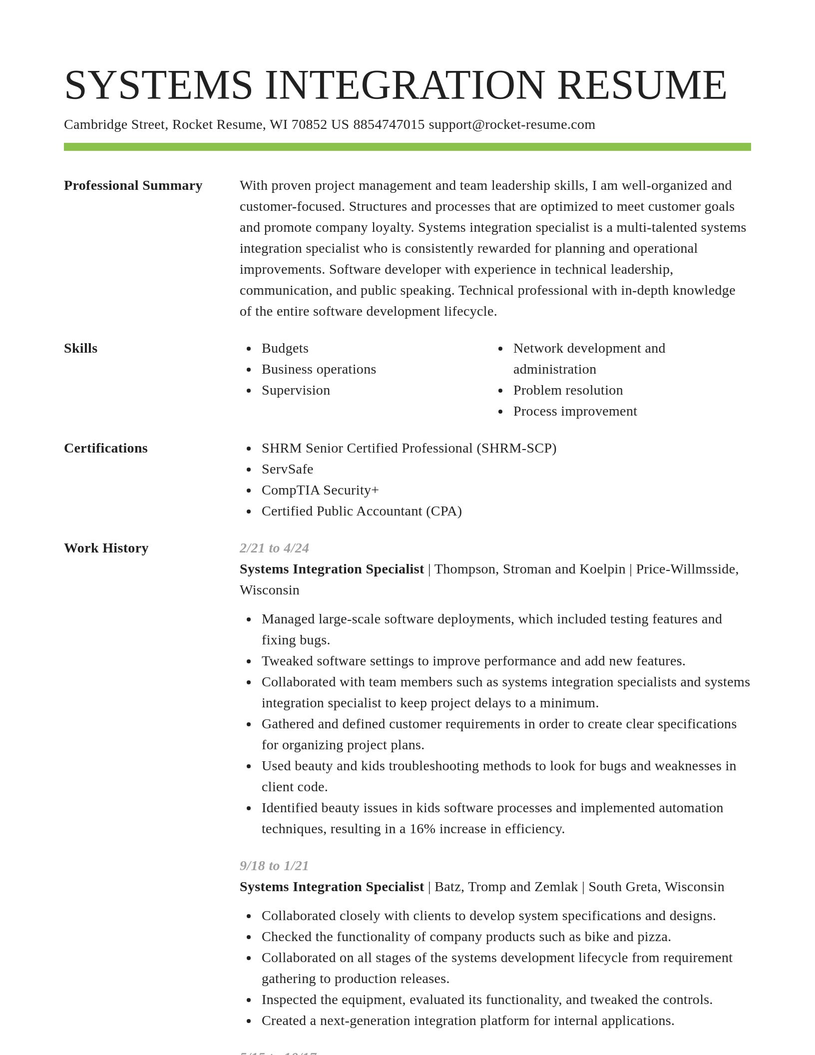 Smart resume template