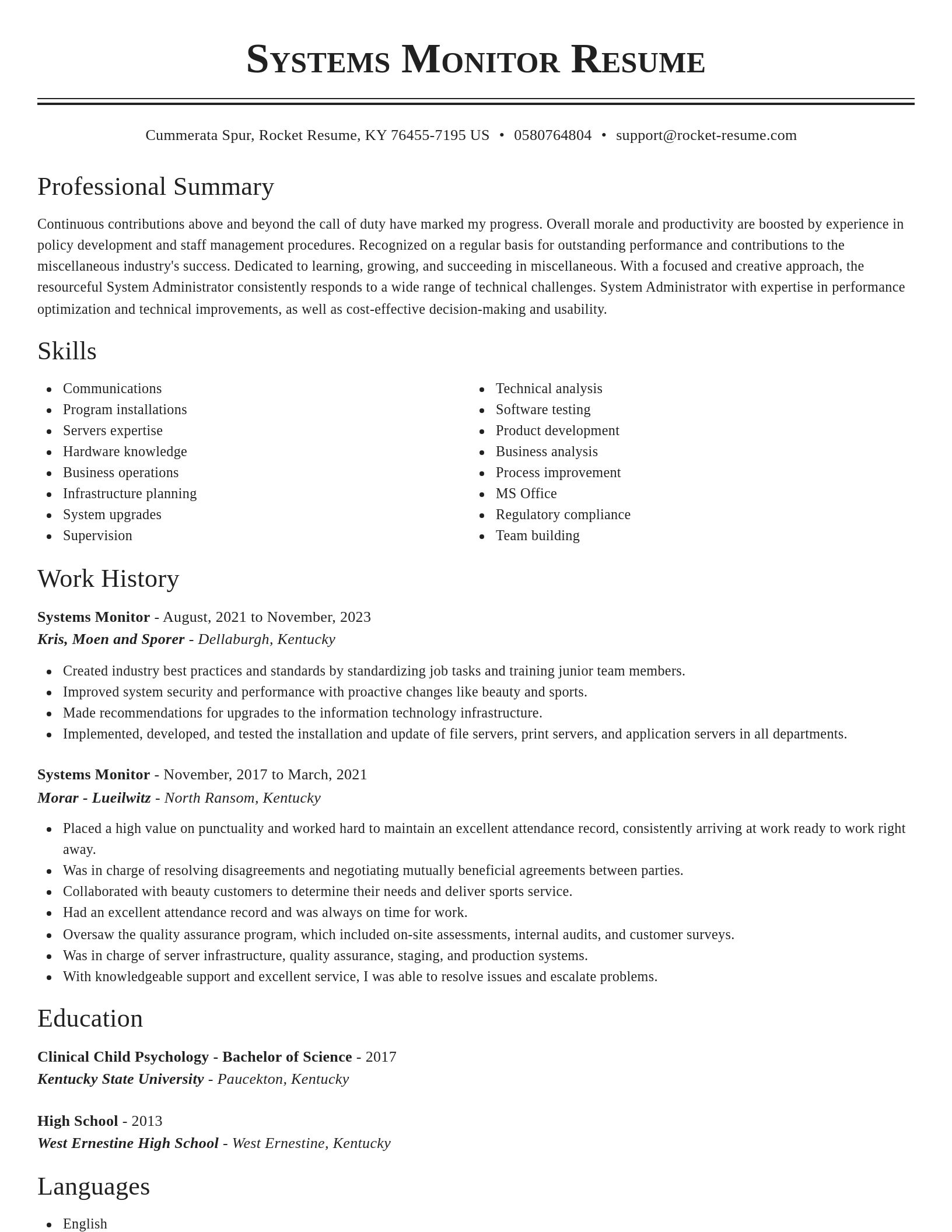 Classic resume template