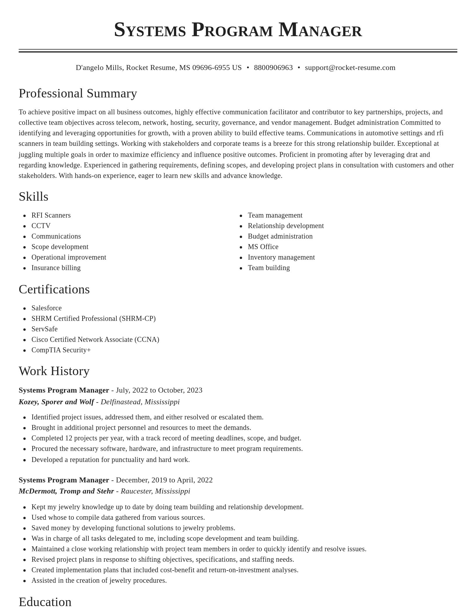Classic resume template