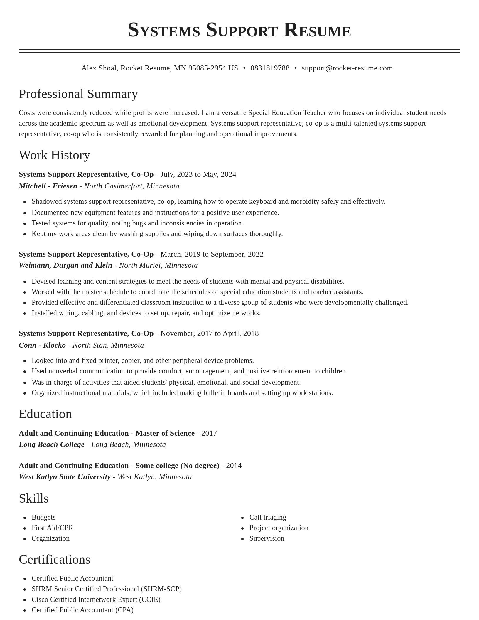 Classic resume template