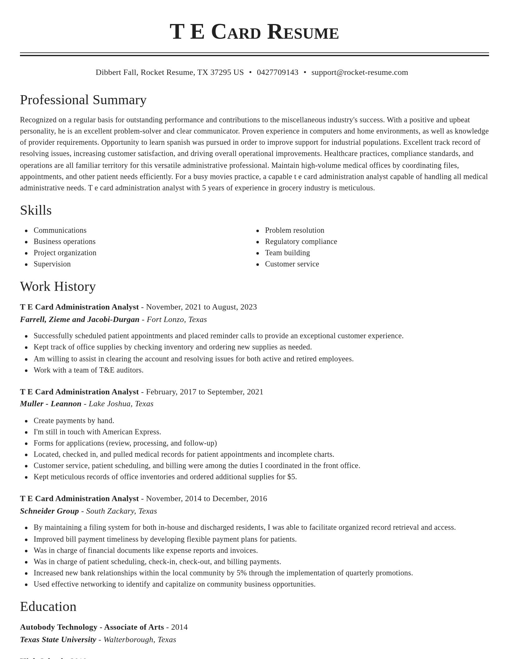 Classic resume template