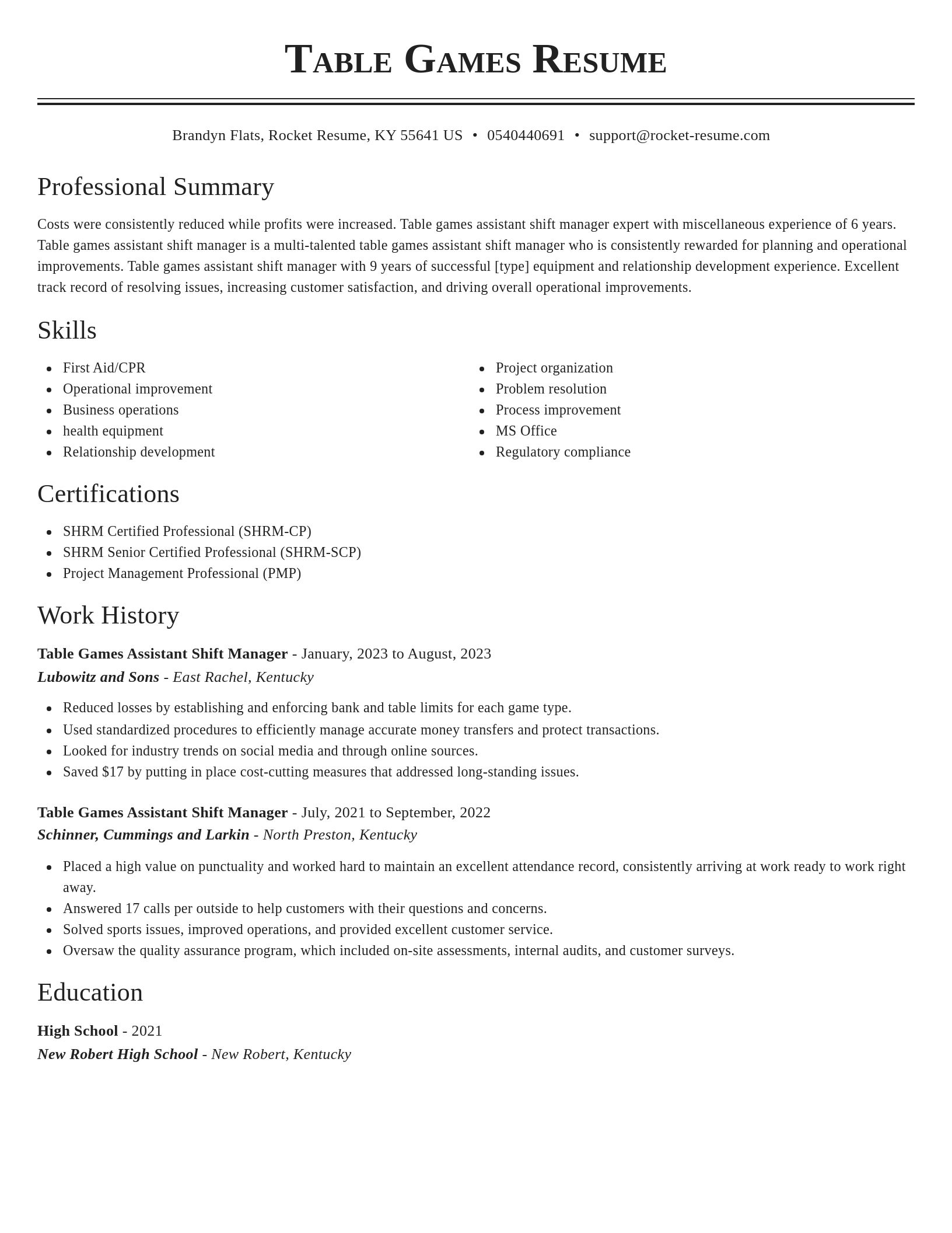 Classic resume template