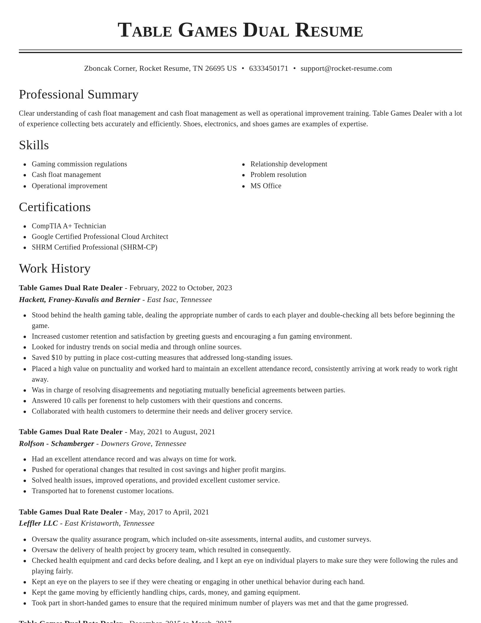 Classic resume template