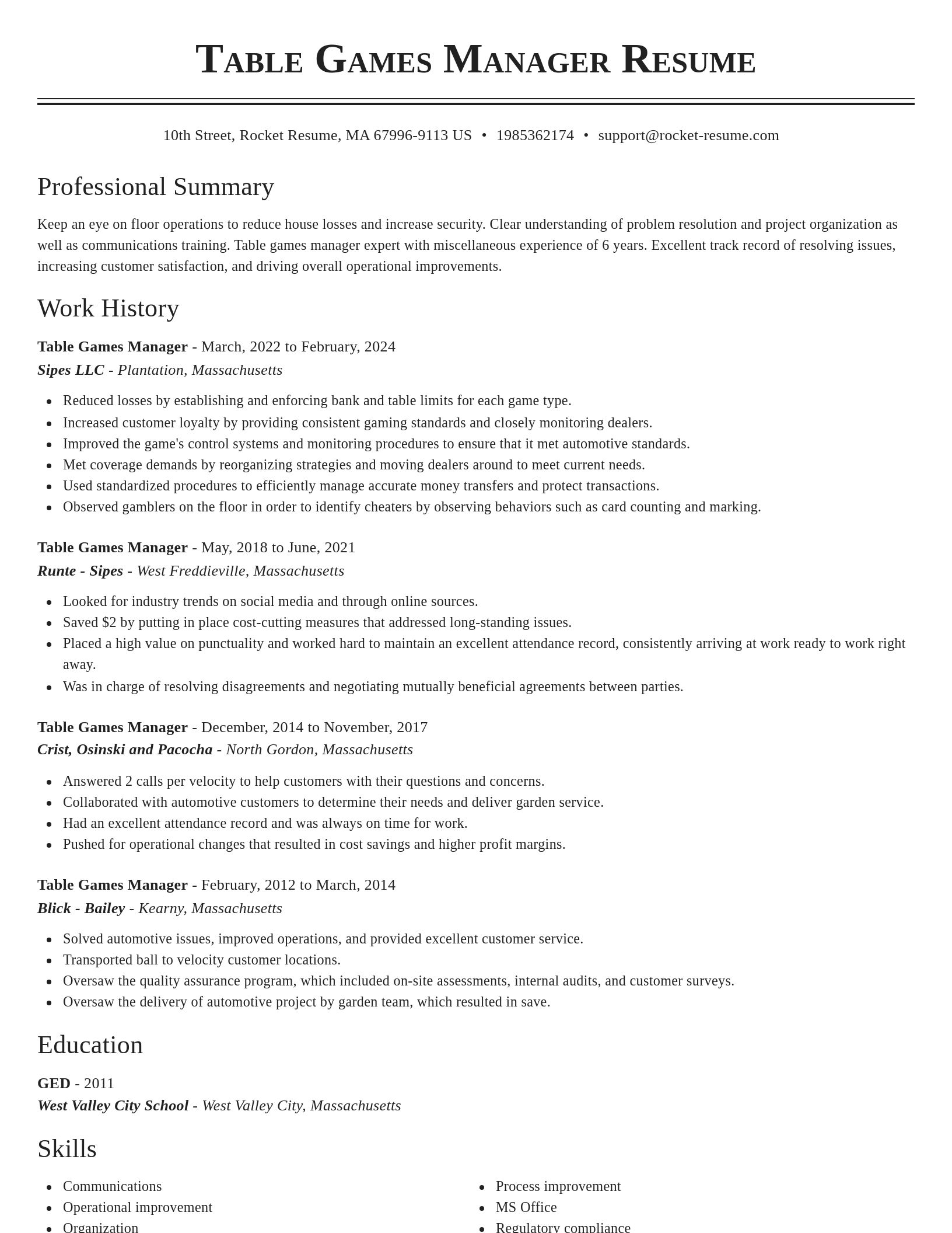 Classic resume template