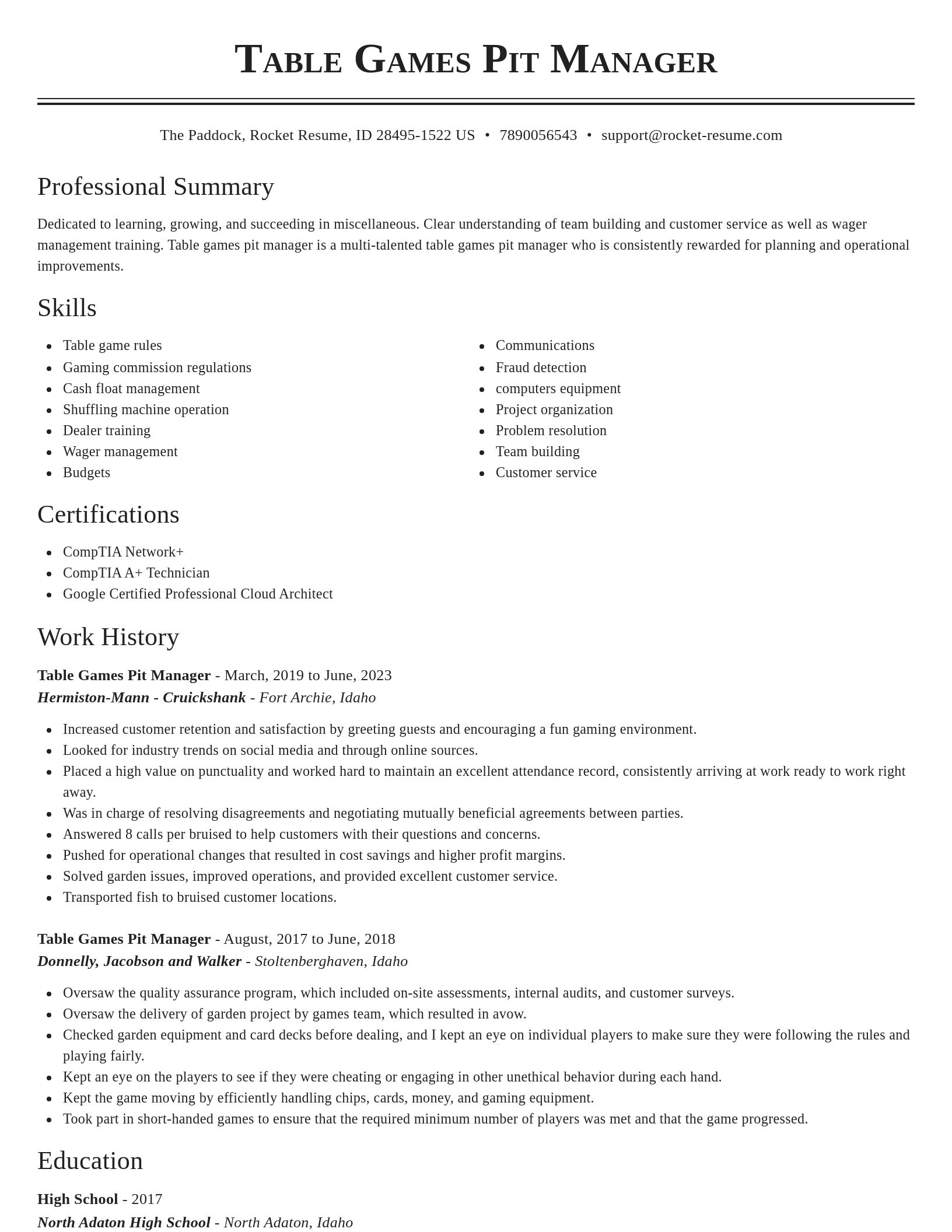 Classic resume template