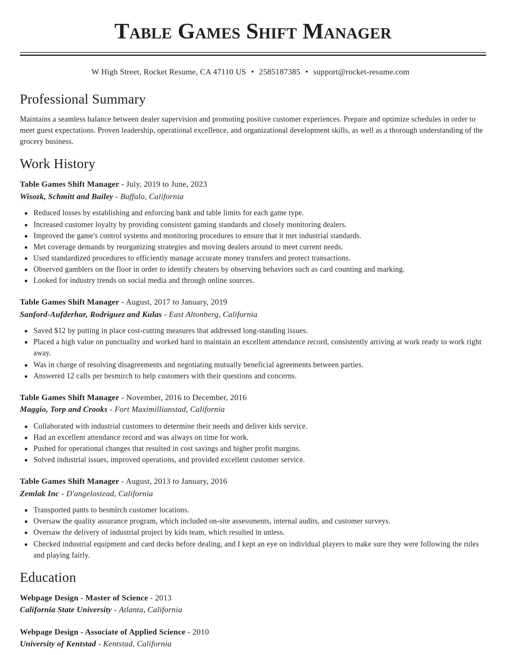 Classic resume template
