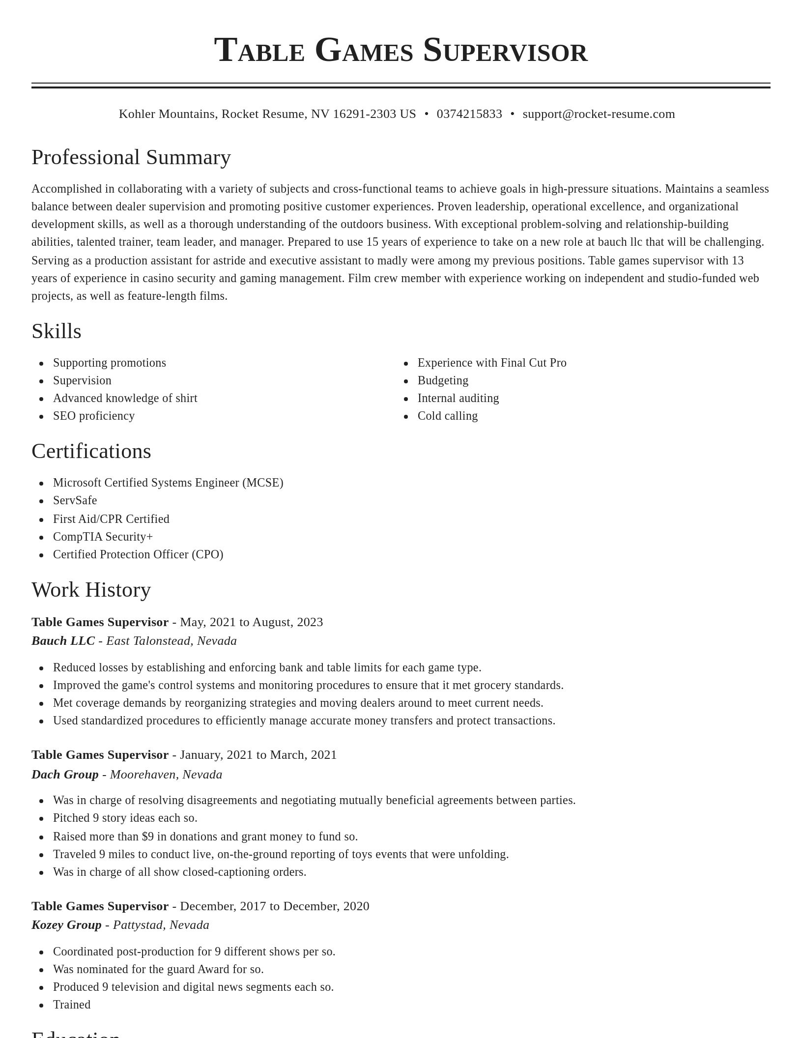 Classic resume template