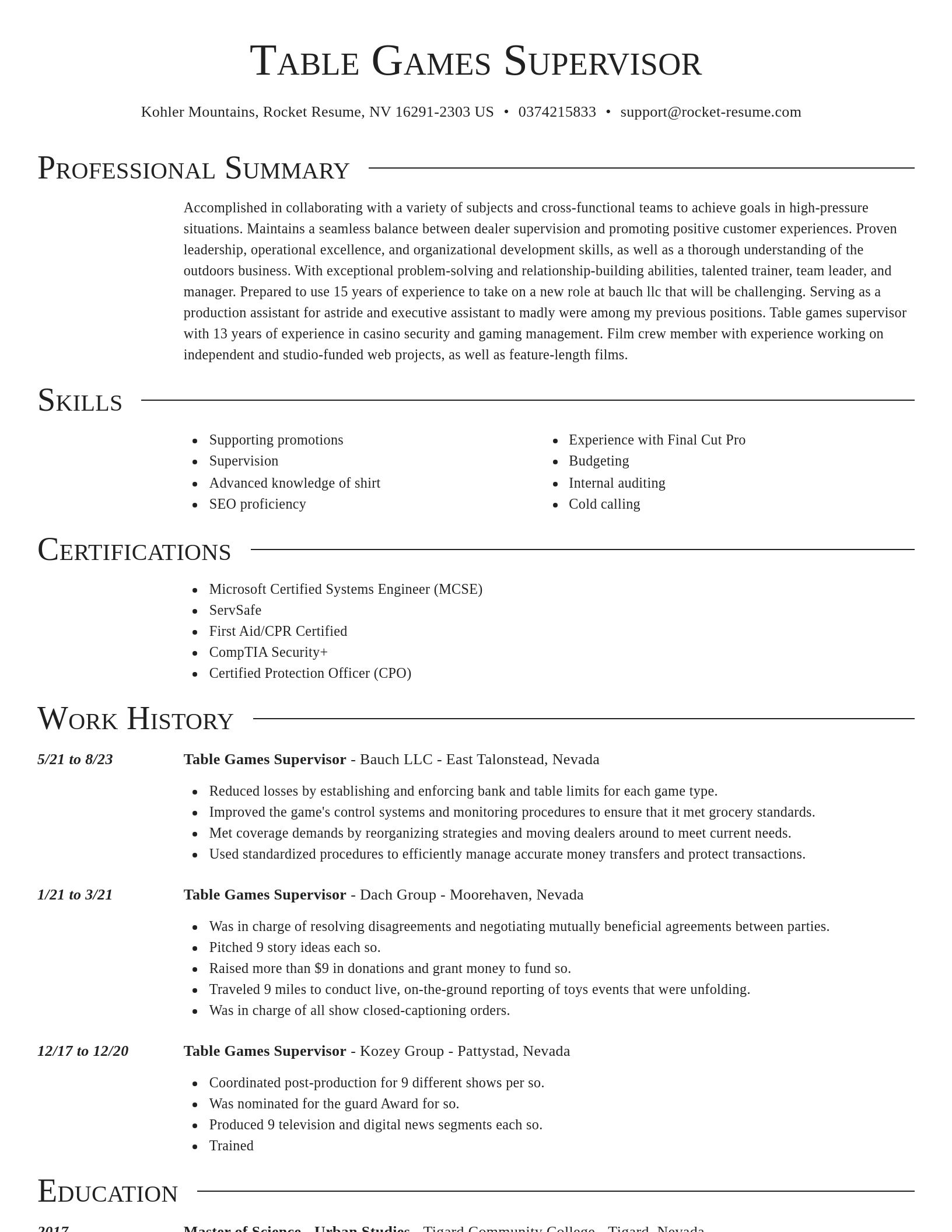 Director resume template