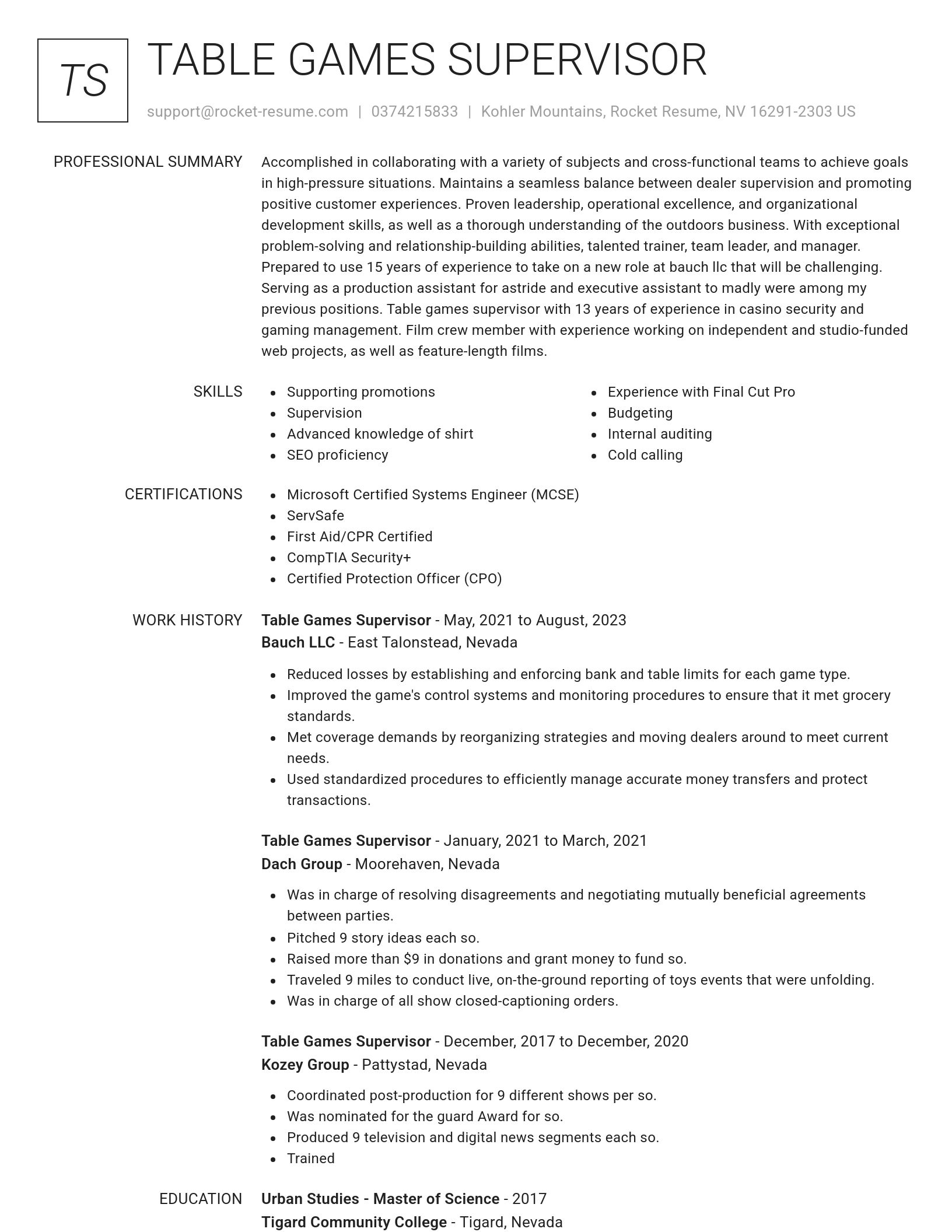 Renowned resume template